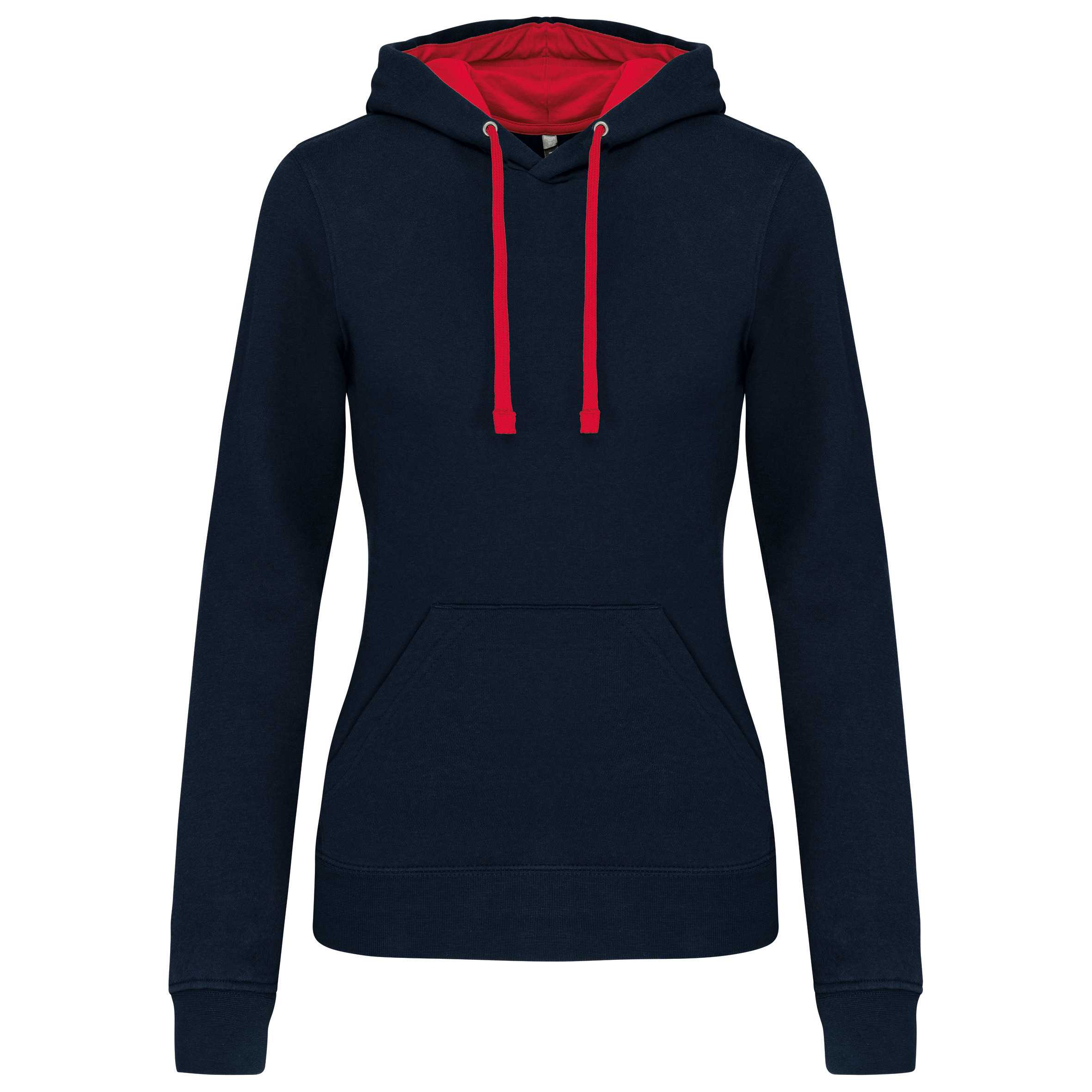 Sudadera capucha contrastada mujer Navy / Red