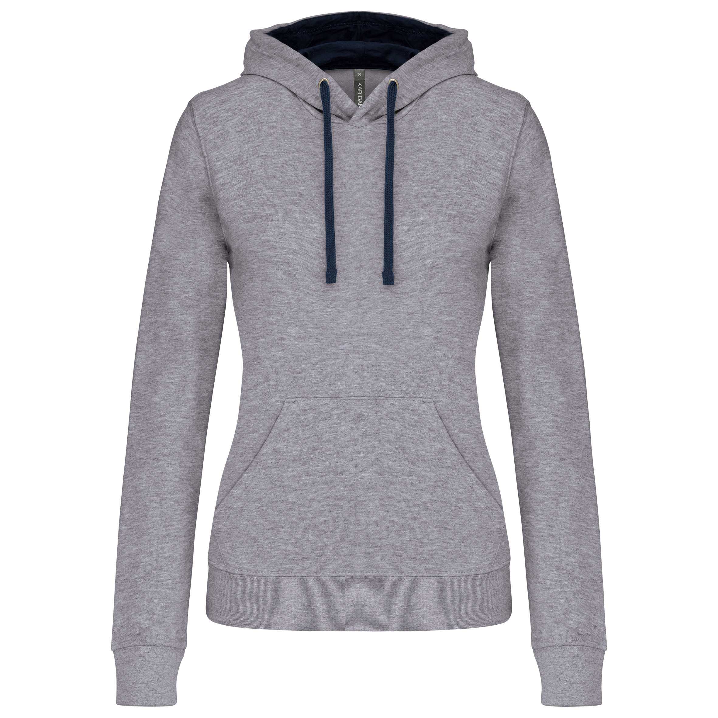Sudadera capucha contrastada mujer Oxford Grey / Navy