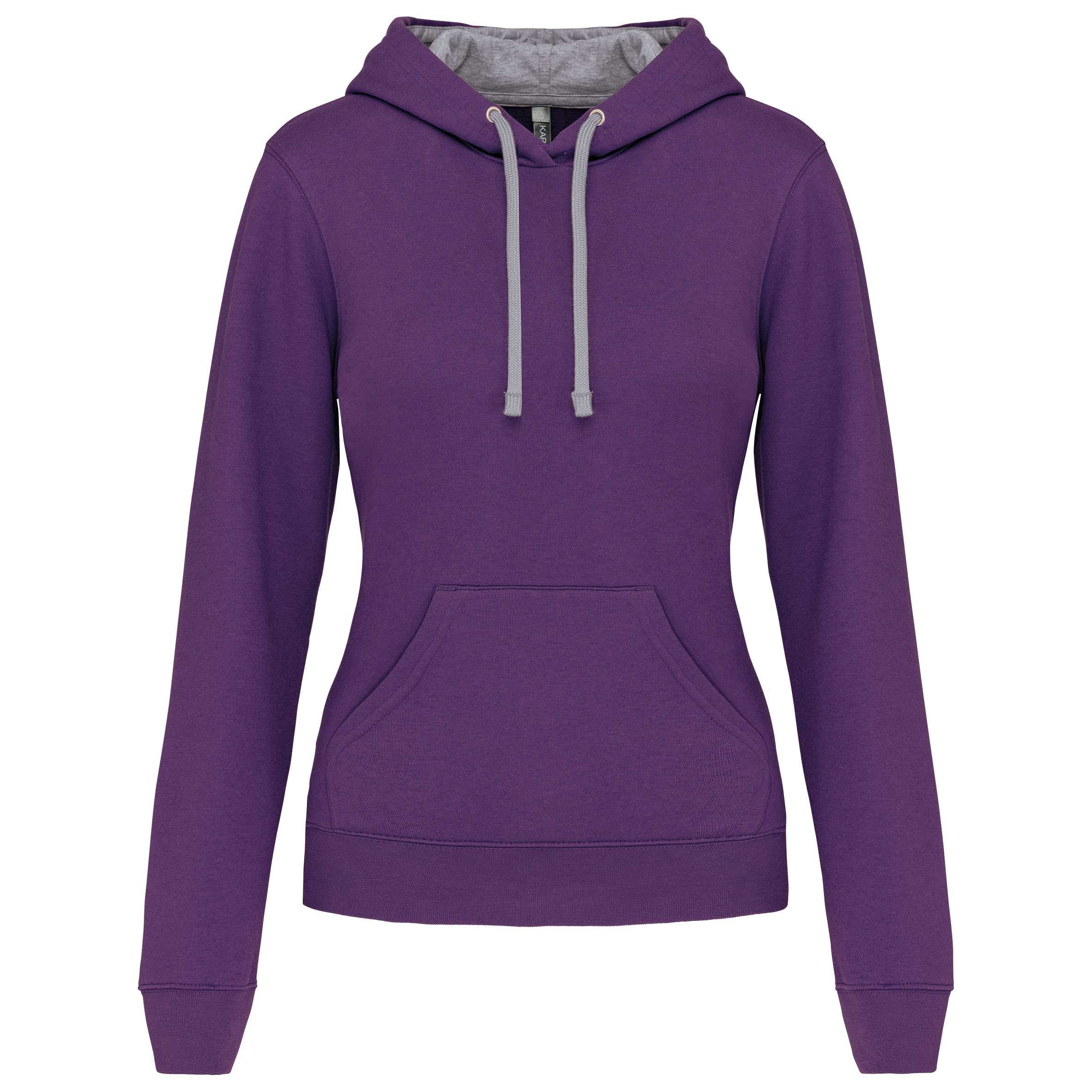 Sudadera capucha contrastada mujer Purple / Oxford Grey