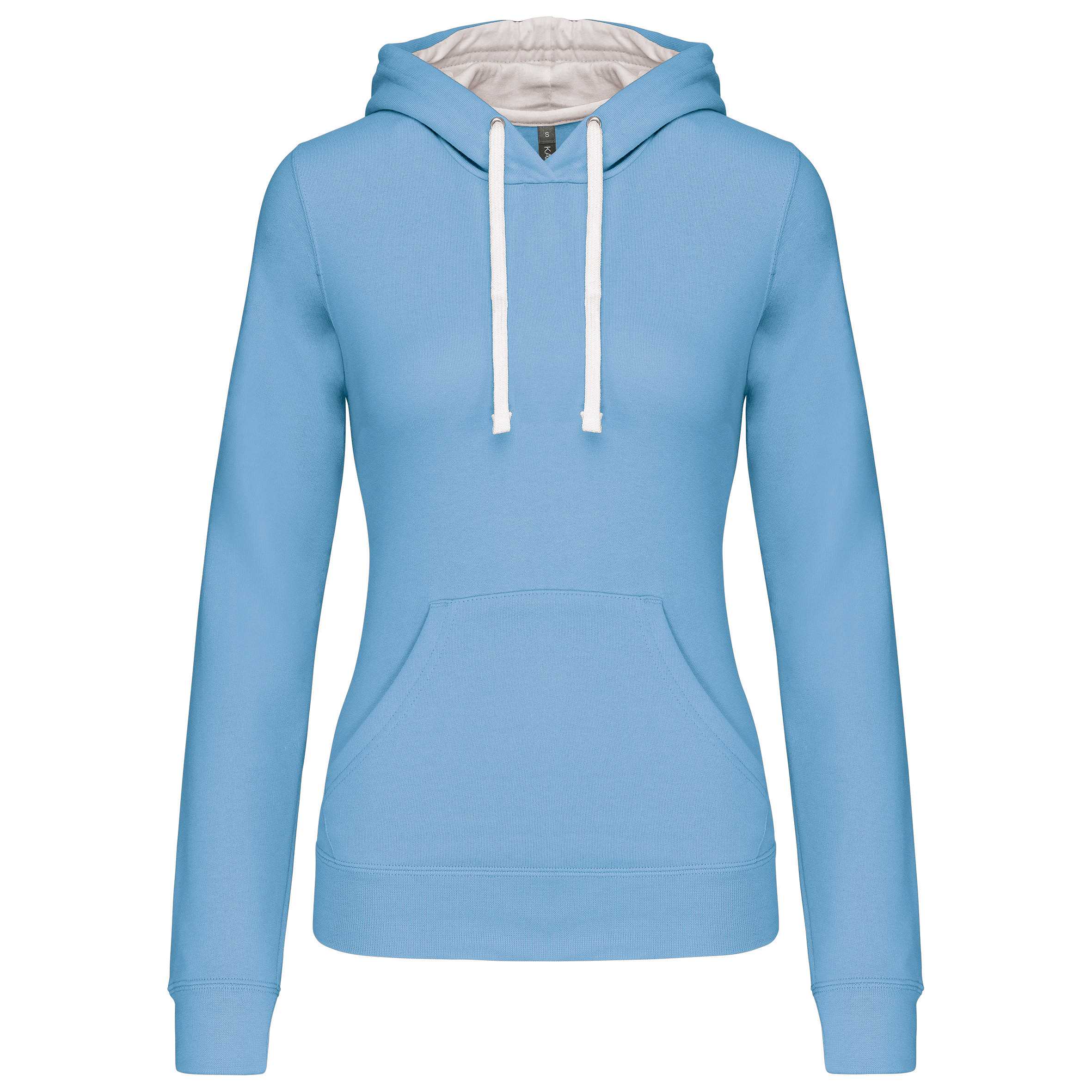 Sudadera capucha contrastada mujer Sky Blue / White