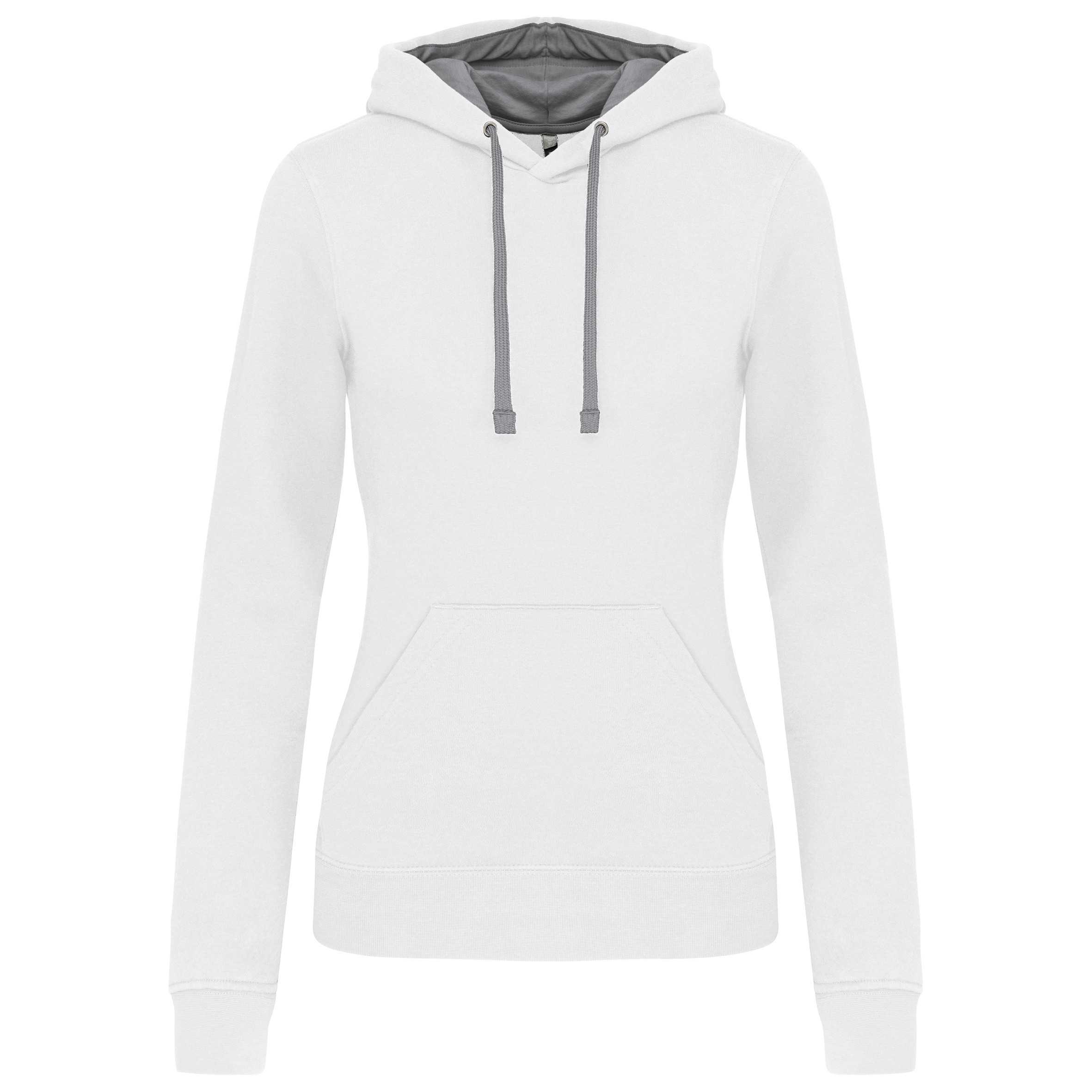 Sudadera capucha contrastada mujer White / Fine Grey
