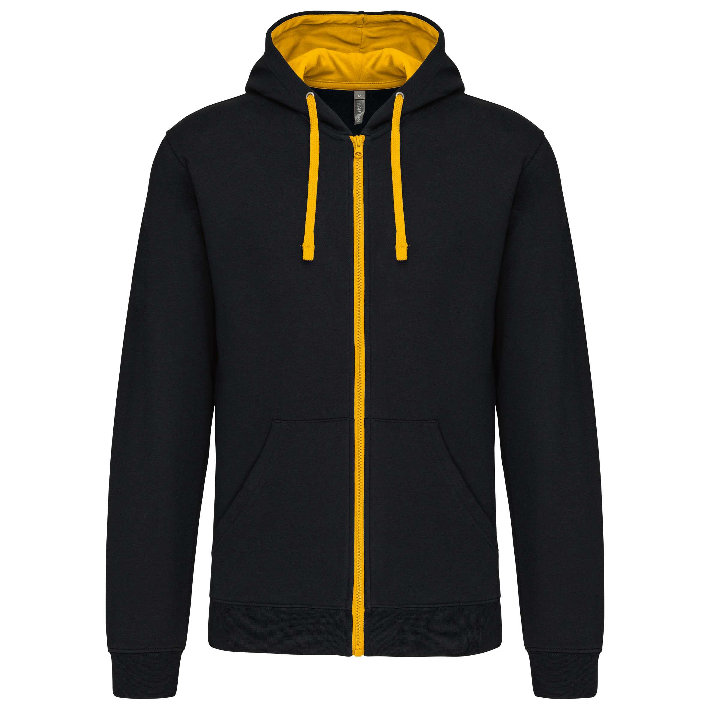 Sudadera capucha y cremallera contrastada Black / Yellow