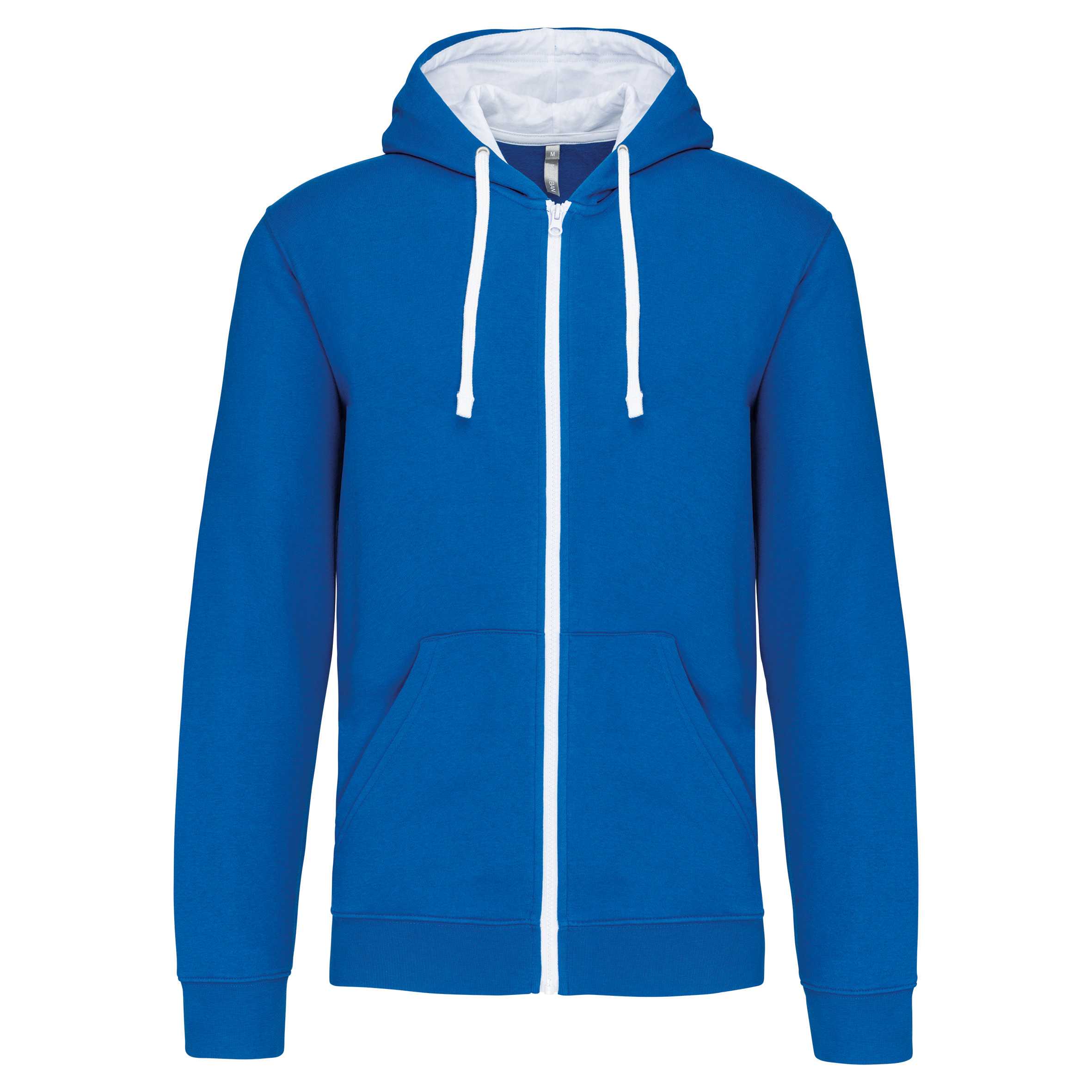 Sudadera capucha y cremallera contrastada Light Royal Blue / White