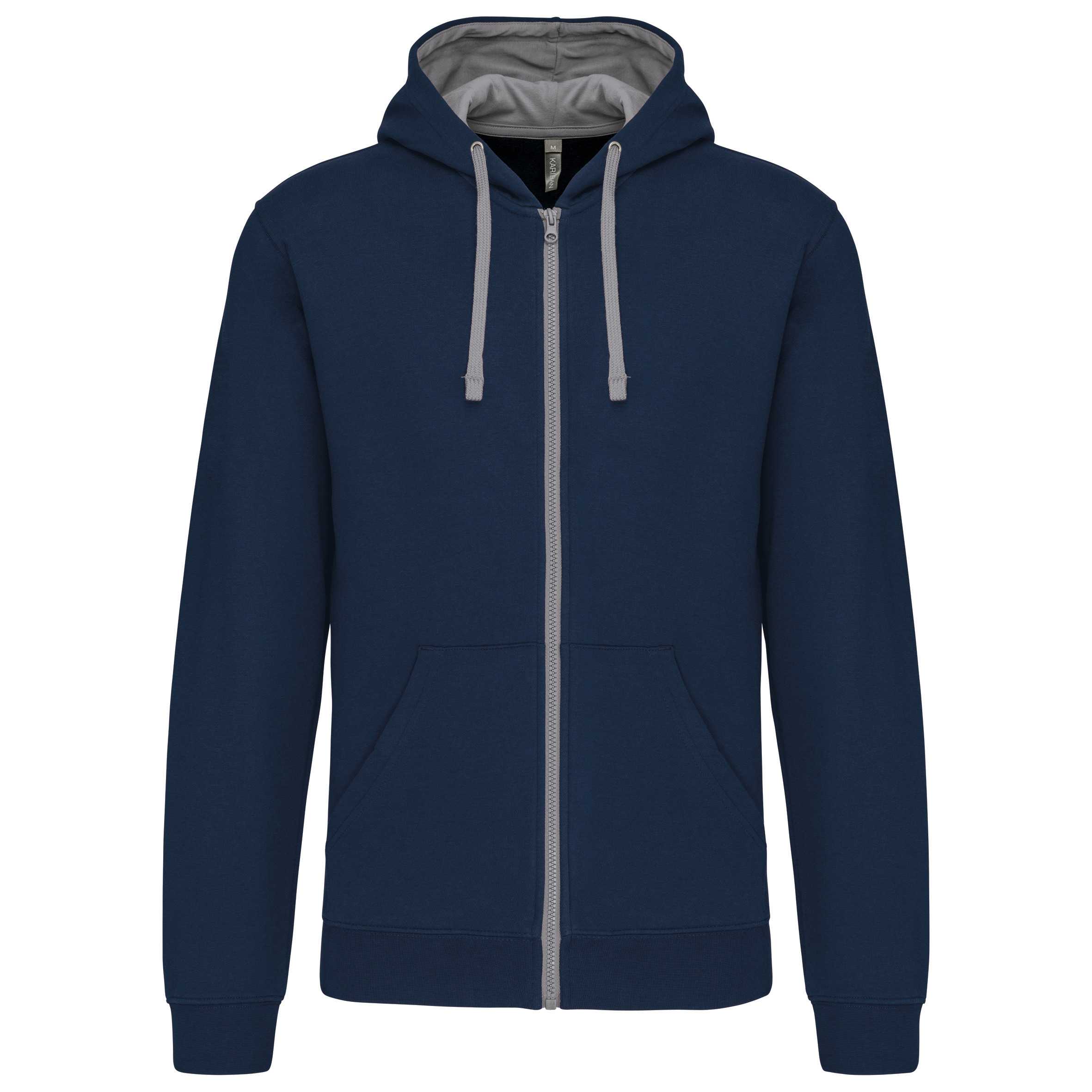 Sudadera capucha y cremallera contrastada Navy / Fine Grey