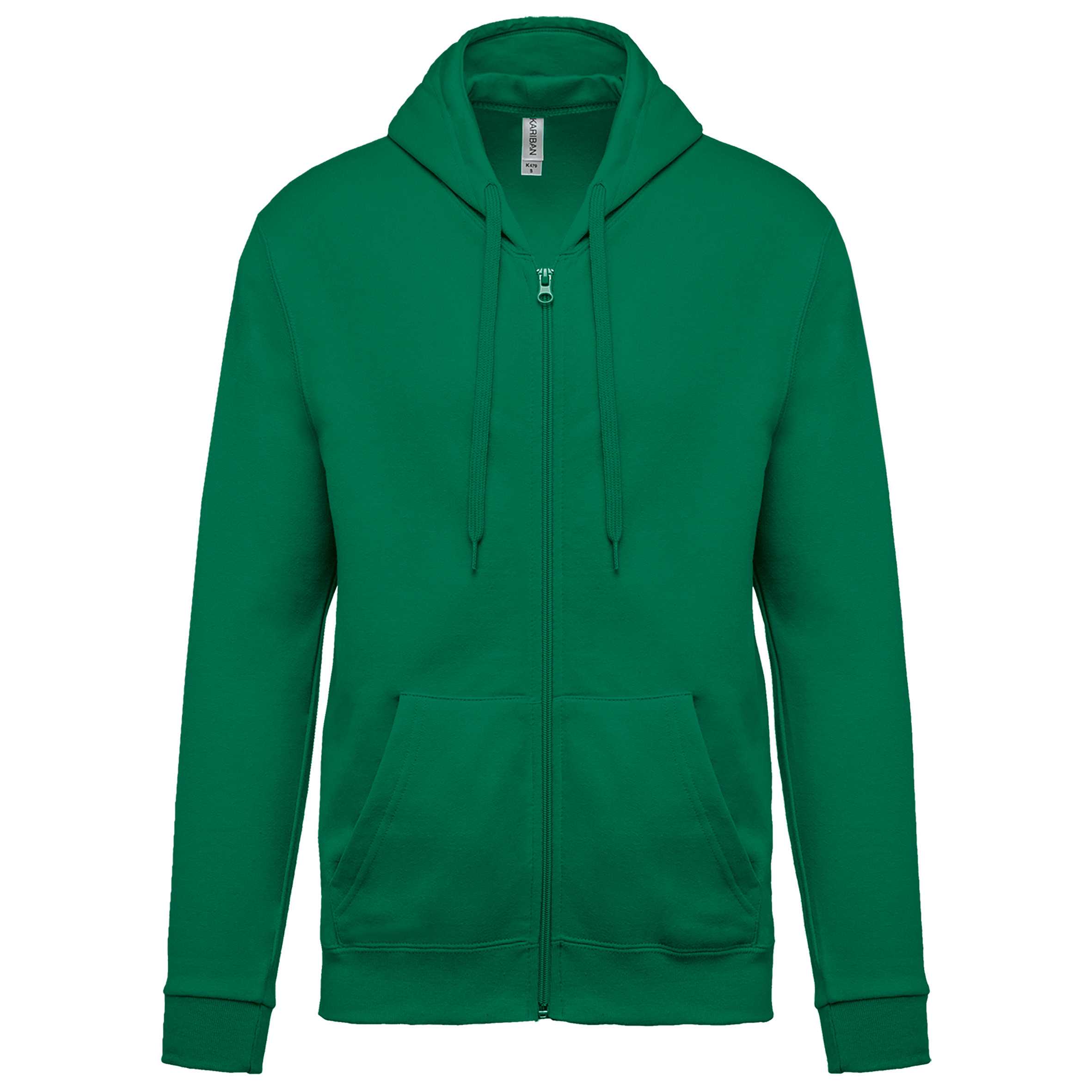 Sudadera capucha y cremallera unisex Kelly Green