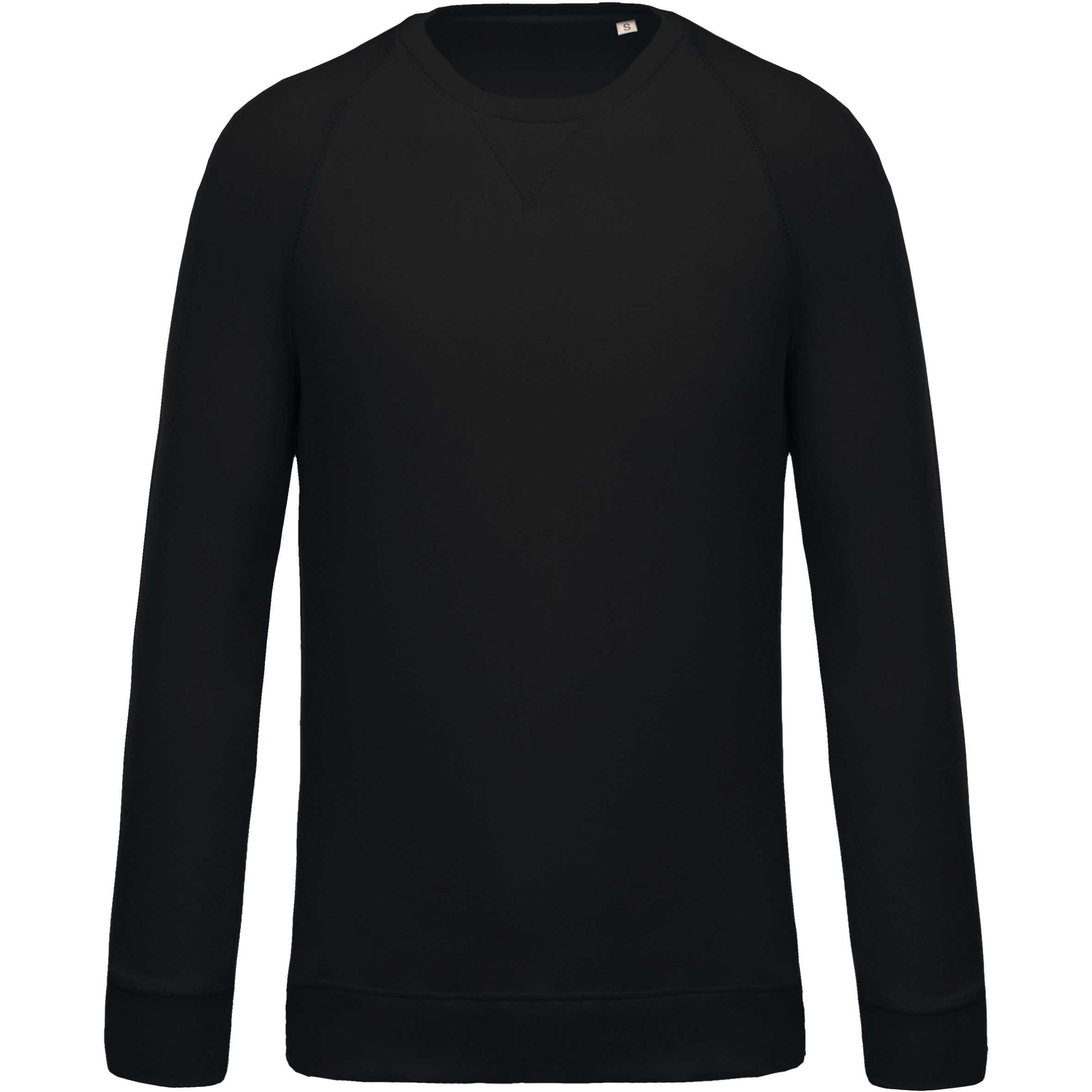 Sudadera algodón orgánico con cuello redondo y mangas raglán Black