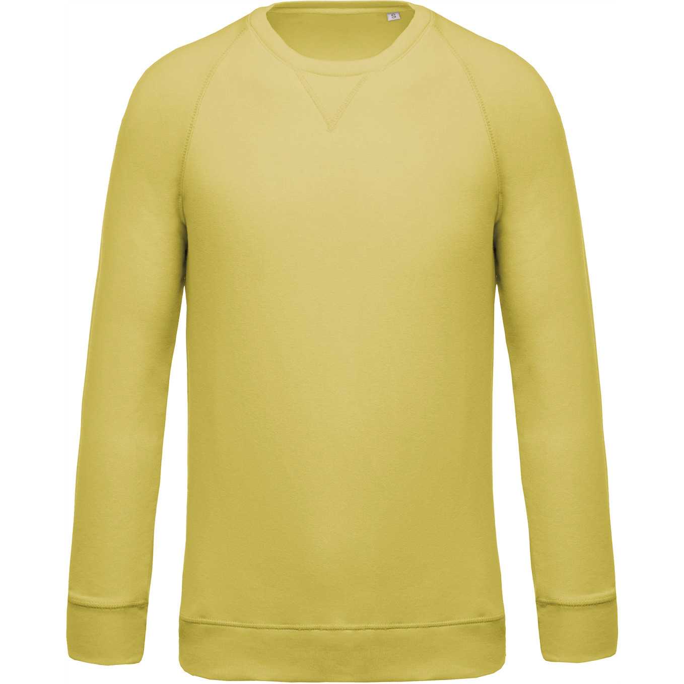 Sudadera algodón orgánico con cuello redondo y mangas raglán Lemon Yellow