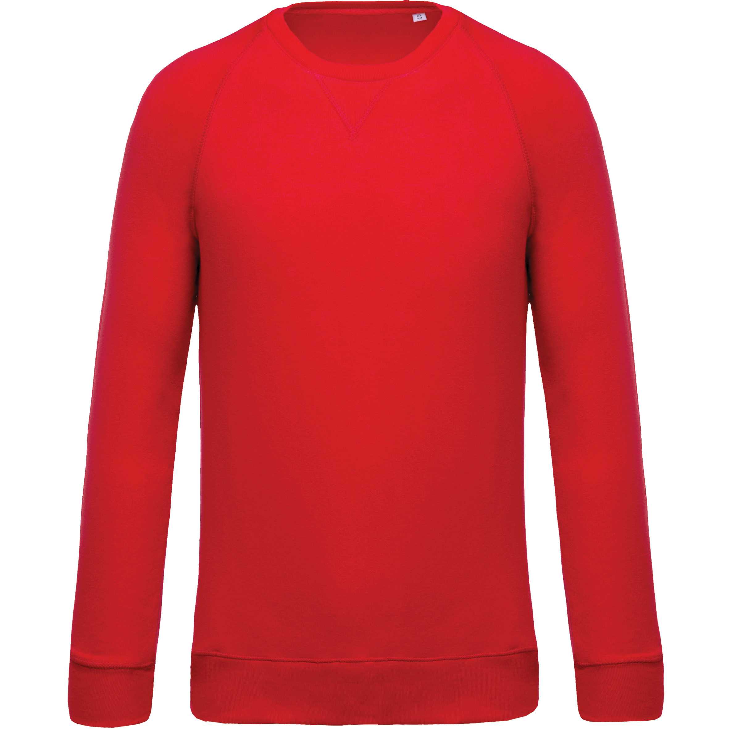 Sudadera algodón orgánico con cuello redondo y mangas raglán Red