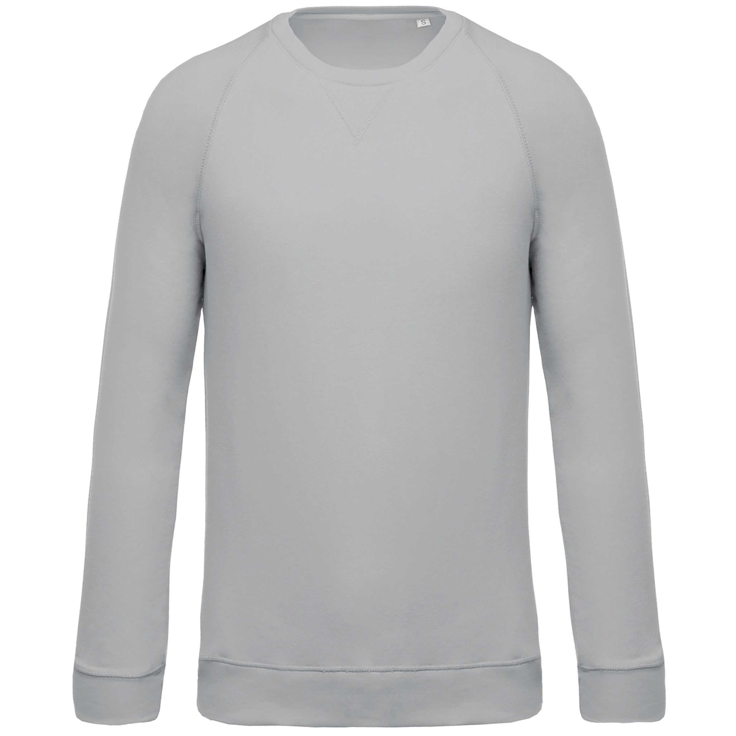 Sudadera algodón orgánico con cuello redondo y mangas raglán Snow Grey