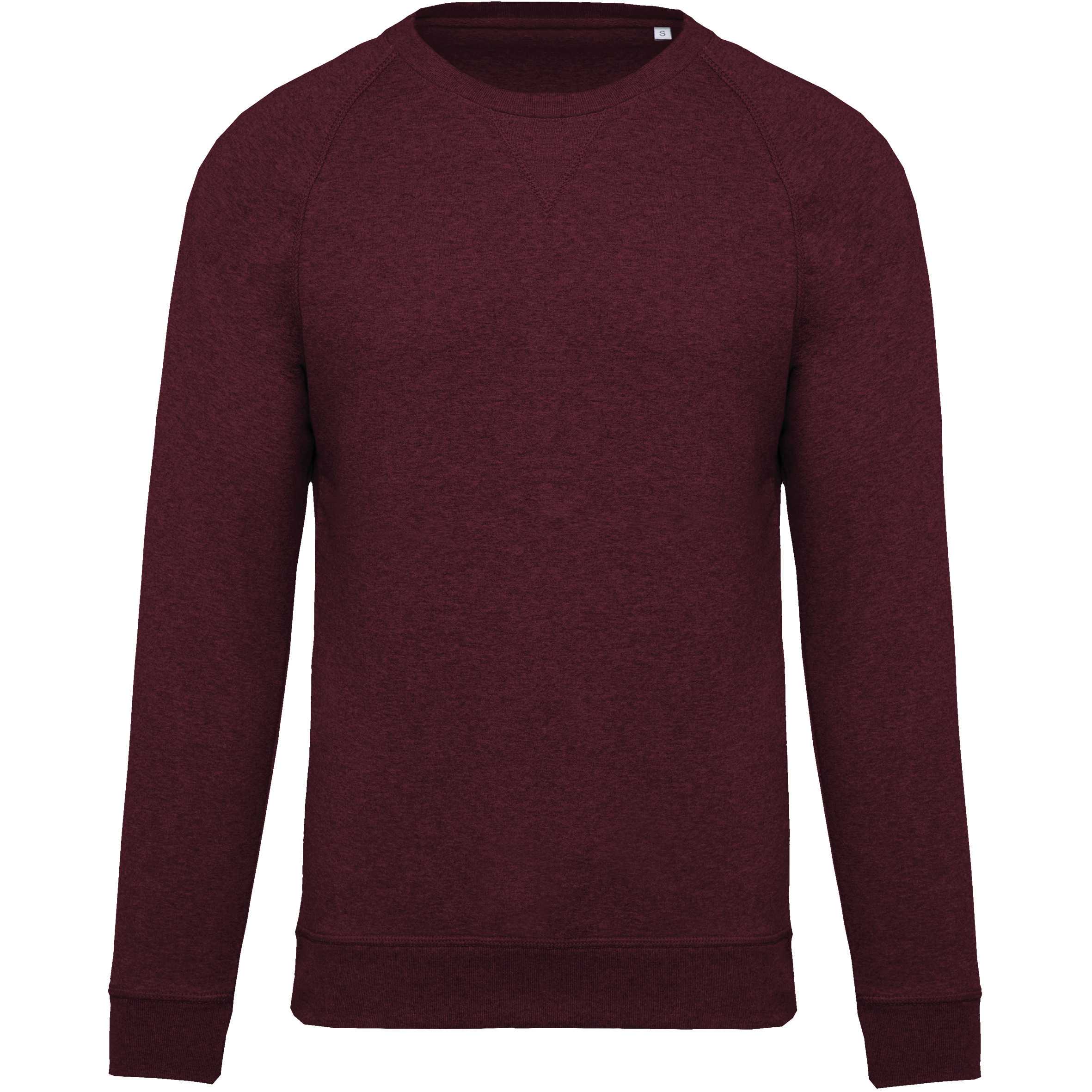 Sudadera algodón orgánico con cuello redondo y mangas raglán Wine Heather