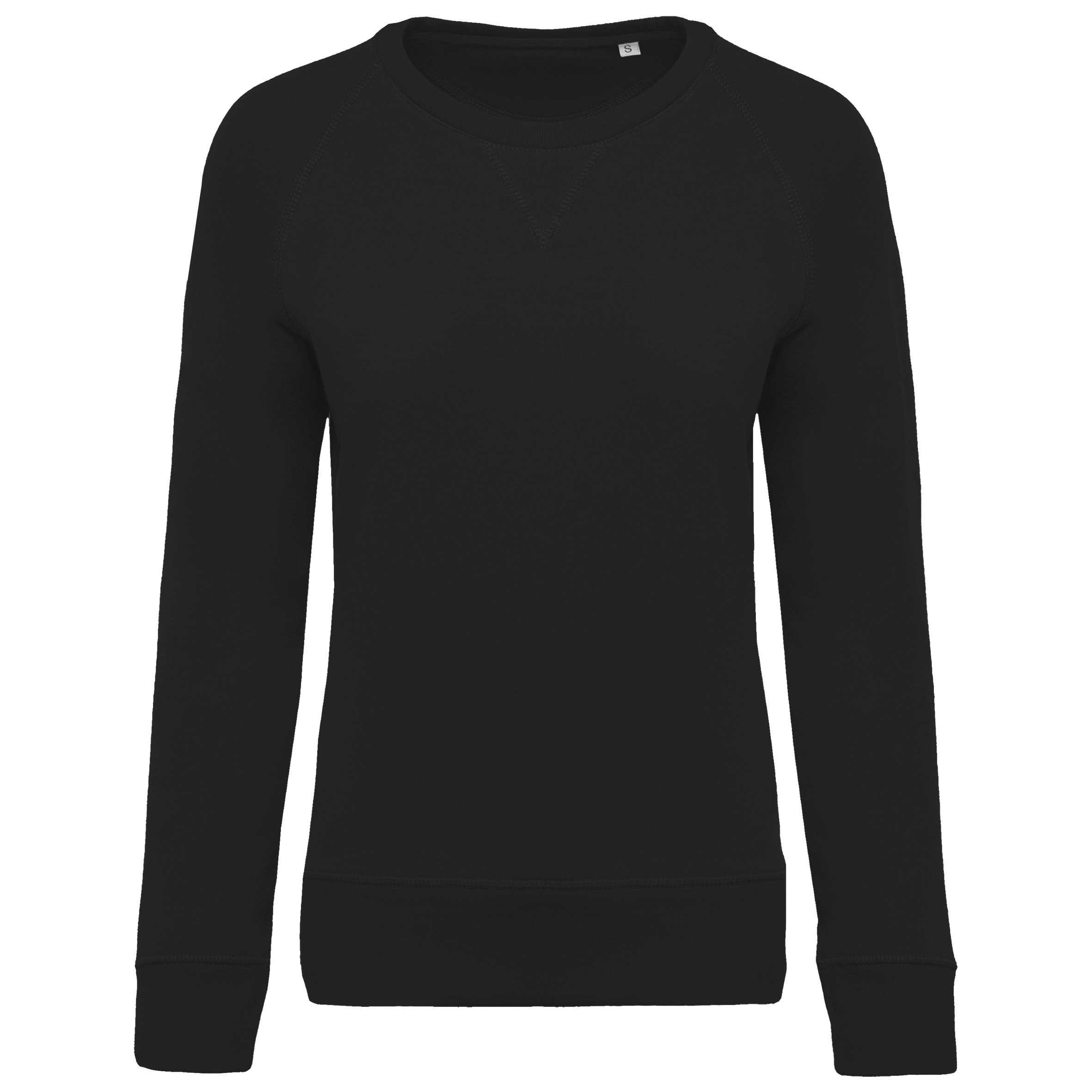 Sudadera algodón orgánico con cuello redondo y mangas raglan Black