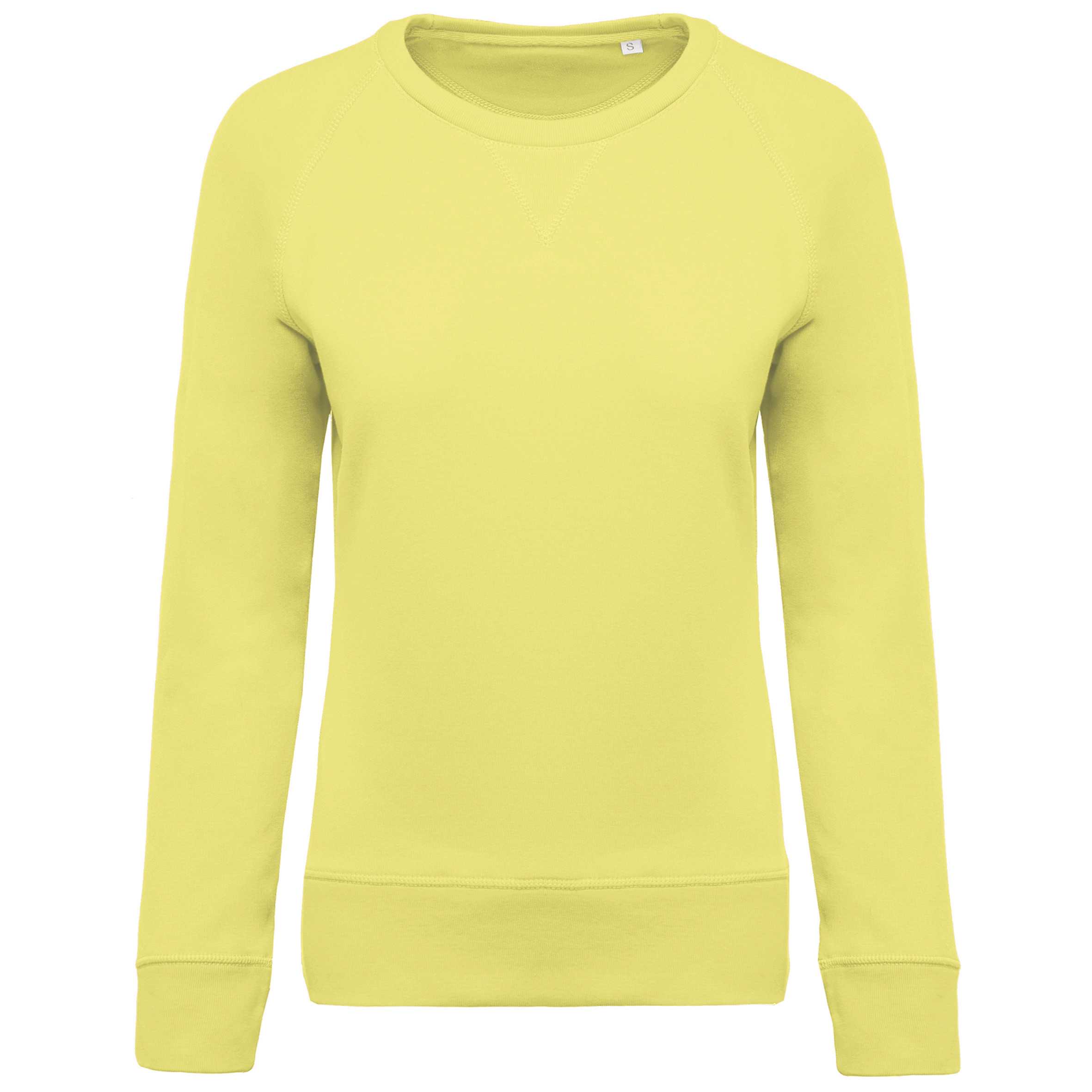 Sudadera algodón orgánico con cuello redondo y mangas raglan Lemon Yellow