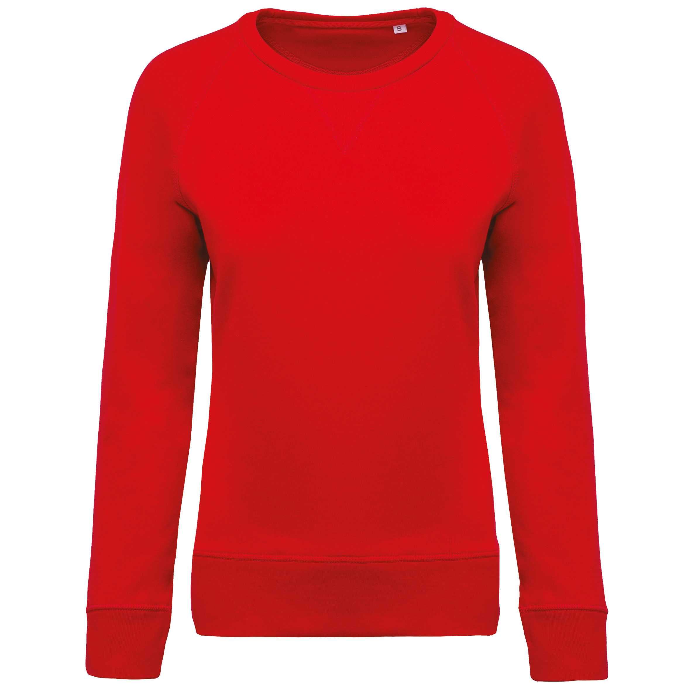 Sudadera algodón orgánico con cuello redondo y mangas raglan Red