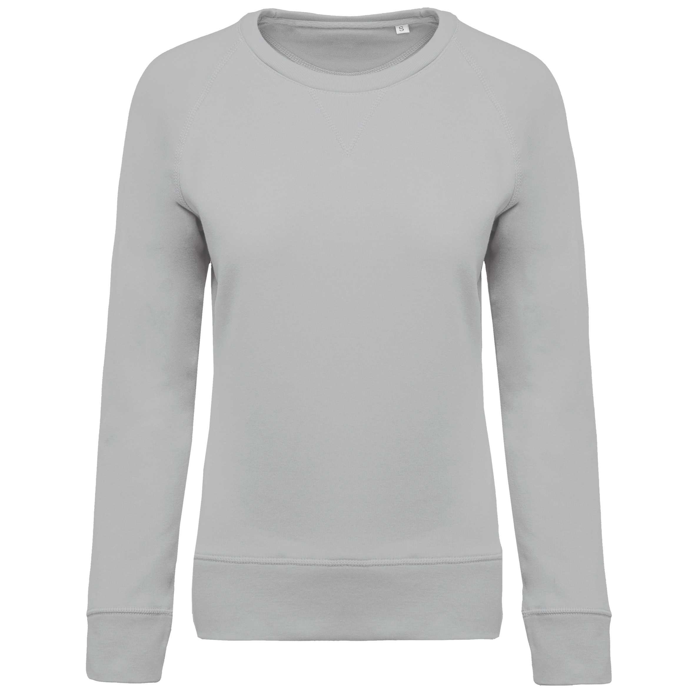 Sudadera algodón orgánico con cuello redondo y mangas raglan Snow Grey