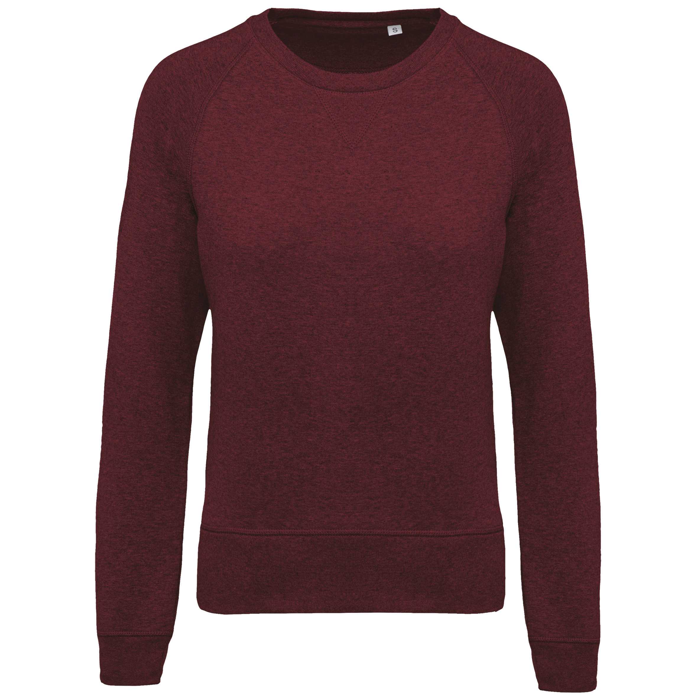 Sudadera algodón orgánico con cuello redondo y mangas raglan Wine Heather