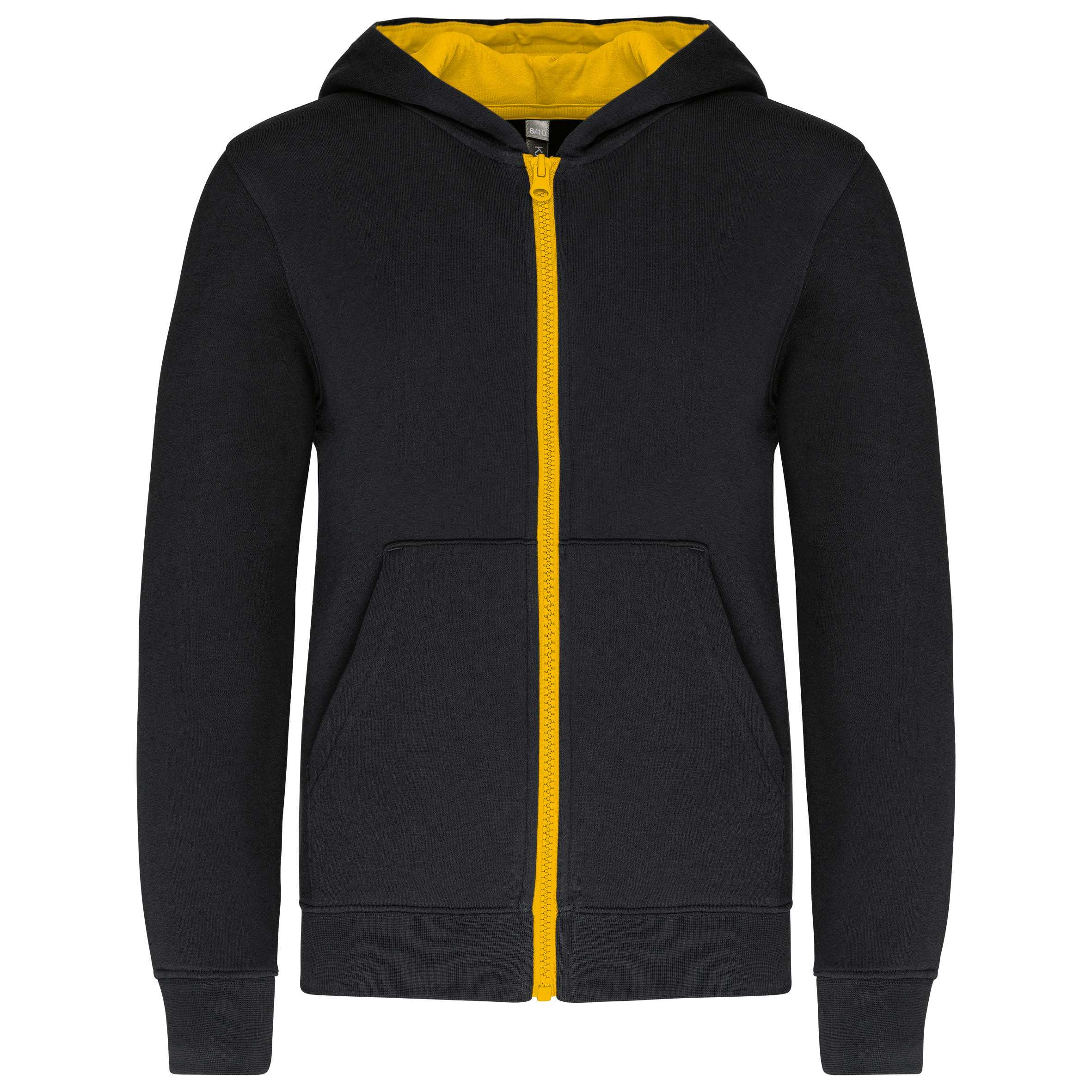 Sudadera capucha y cremallera niños Black / Yellow