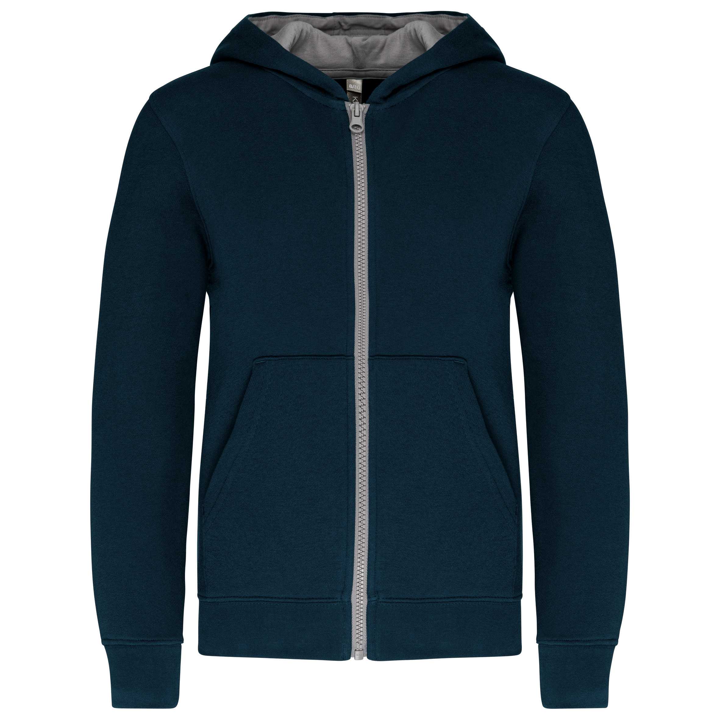 Sudadera capucha y cremallera niños Navy / Fine Grey