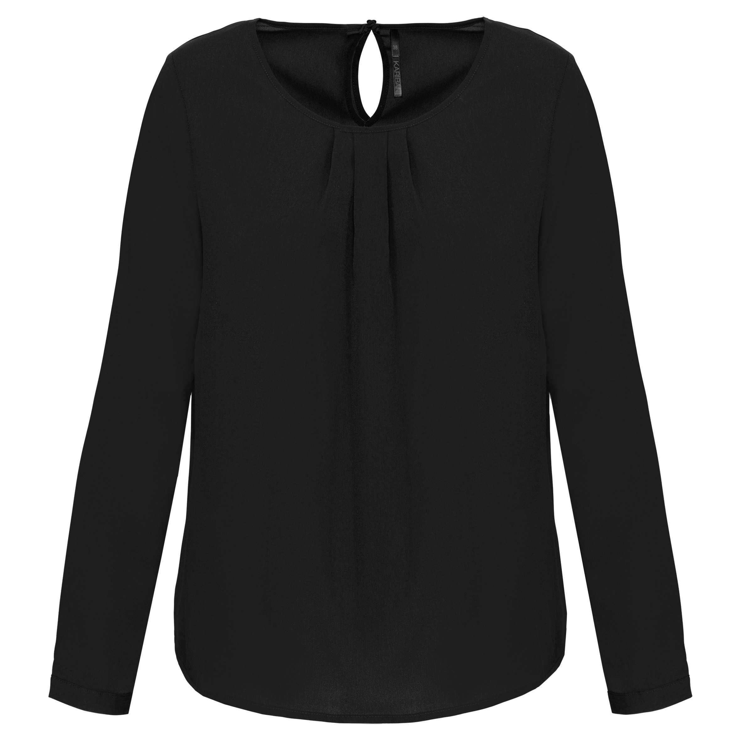 Blusa crepe manga larga mujer Black