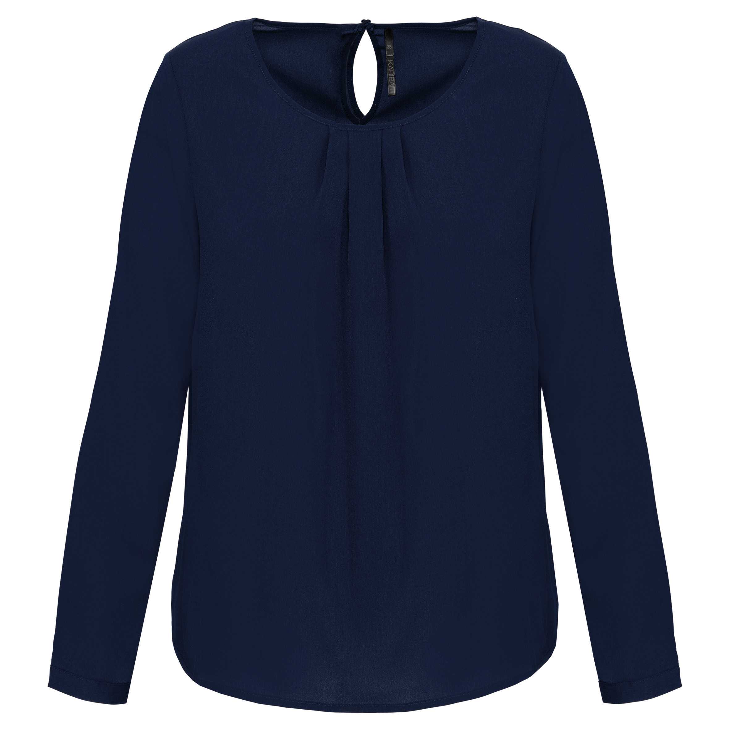 Blusa crepe manga larga mujer Deep Sea Blue