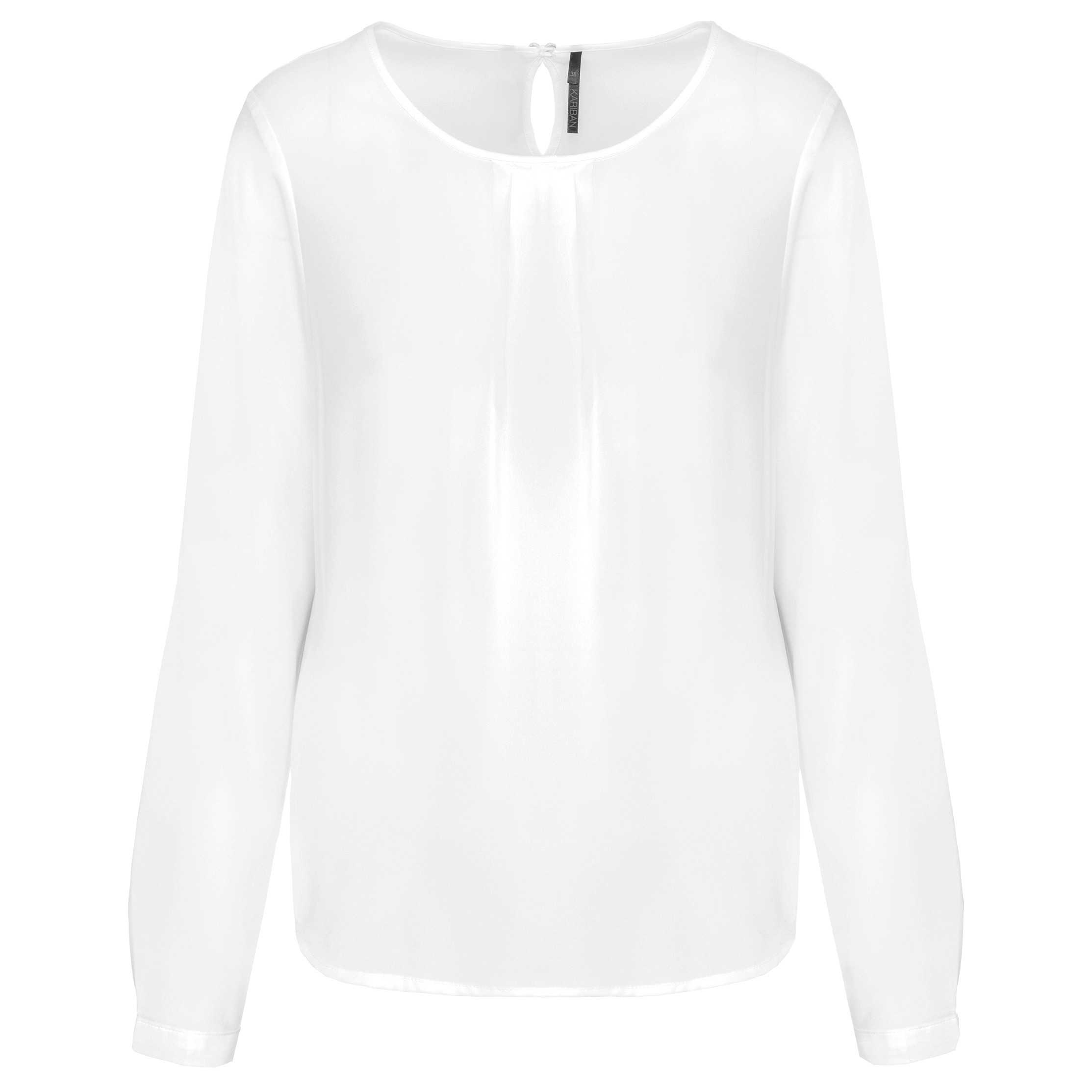 Blusa crepe manga larga mujer Off White