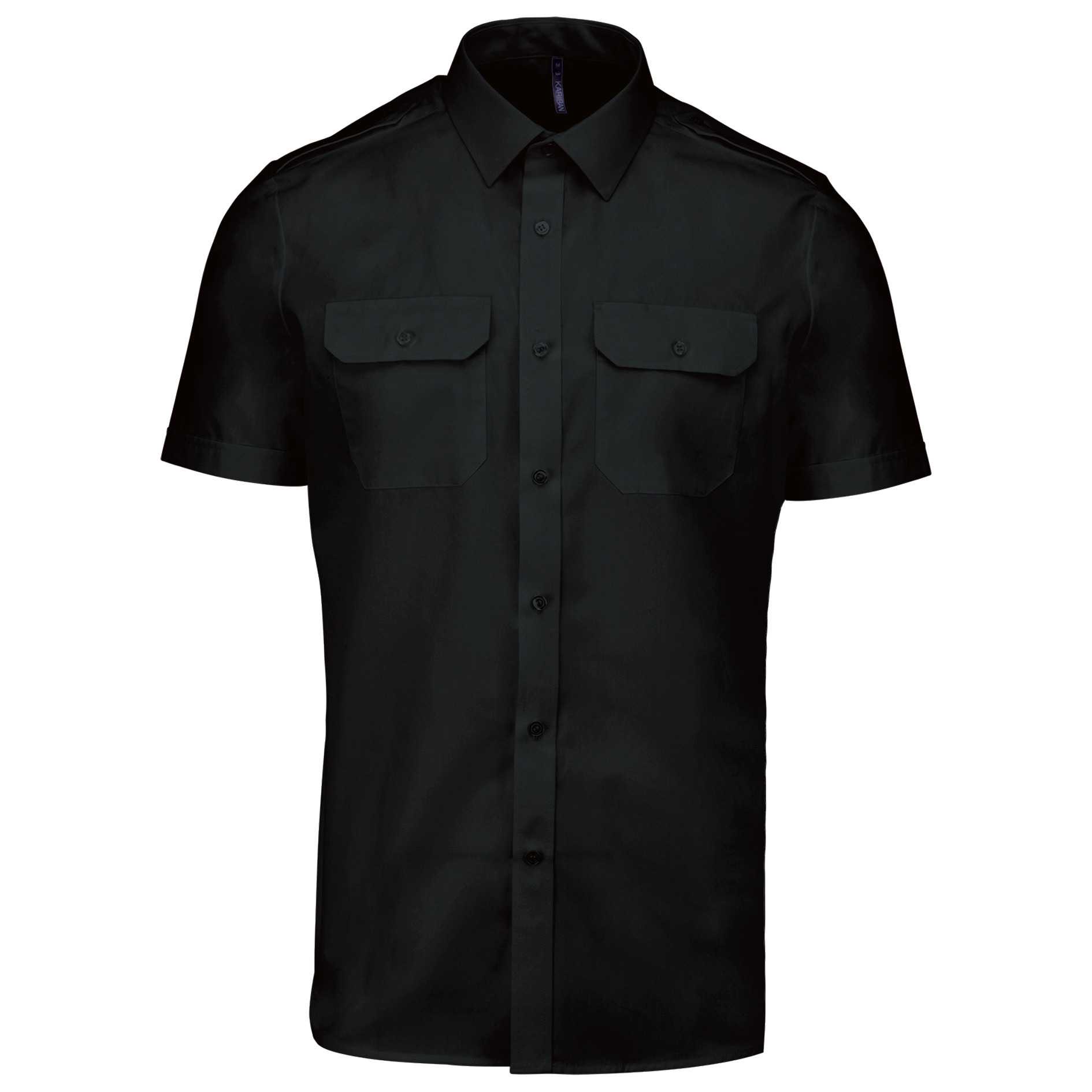 Camisa piloto manga corta hombre Black