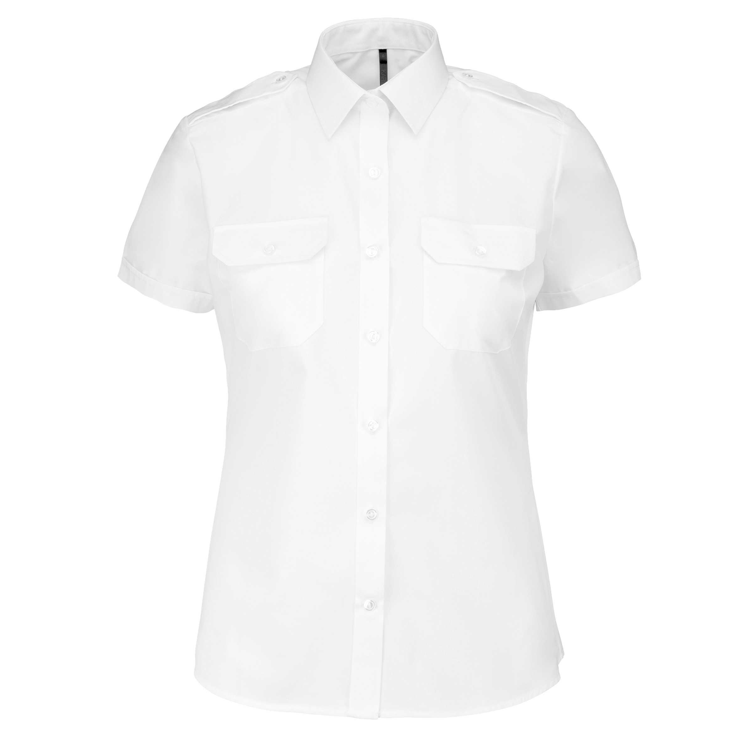 Camisa piloto manga corta mujer White