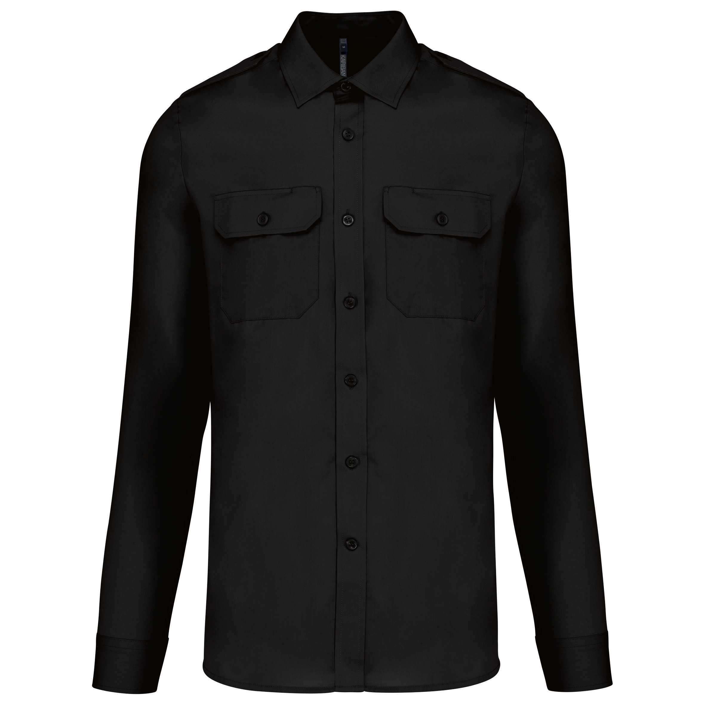 Camisa piloto manga larga hombre Black