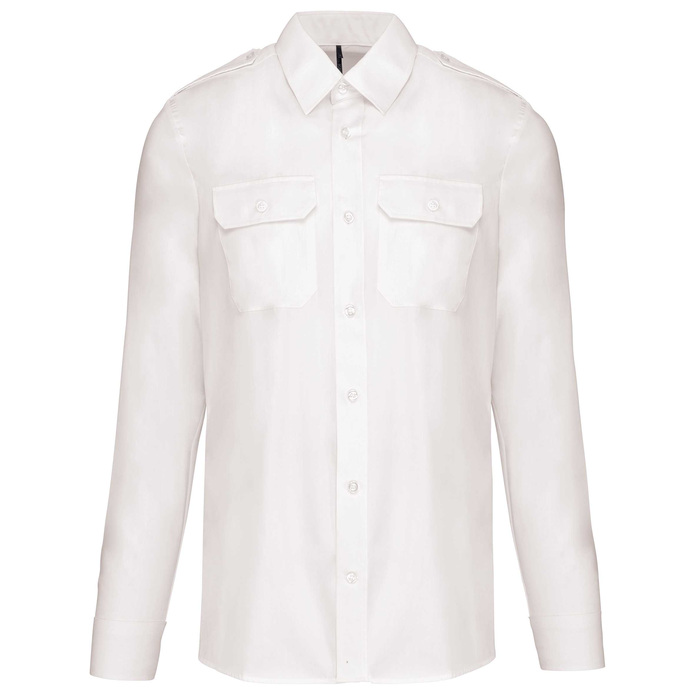 Camisa piloto manga larga hombre White