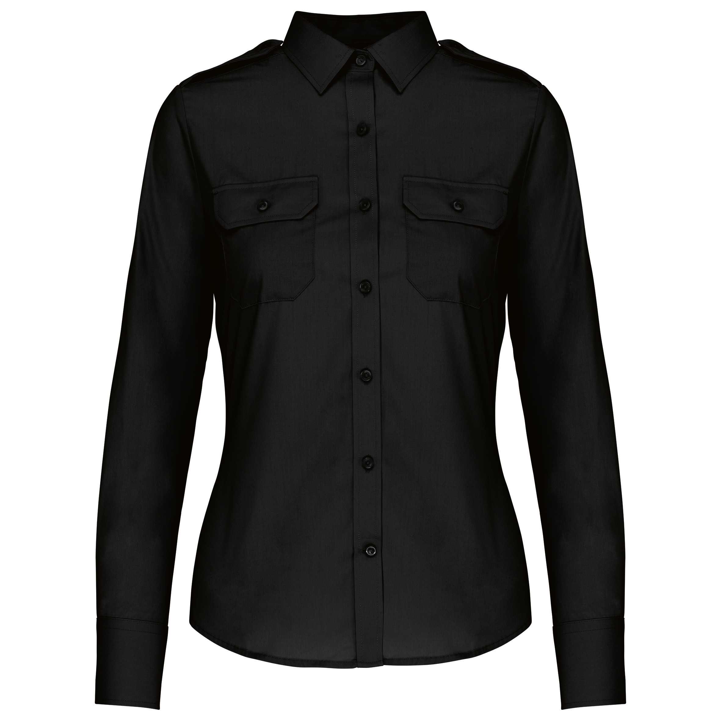 Camisa piloto manga larga mujer Black