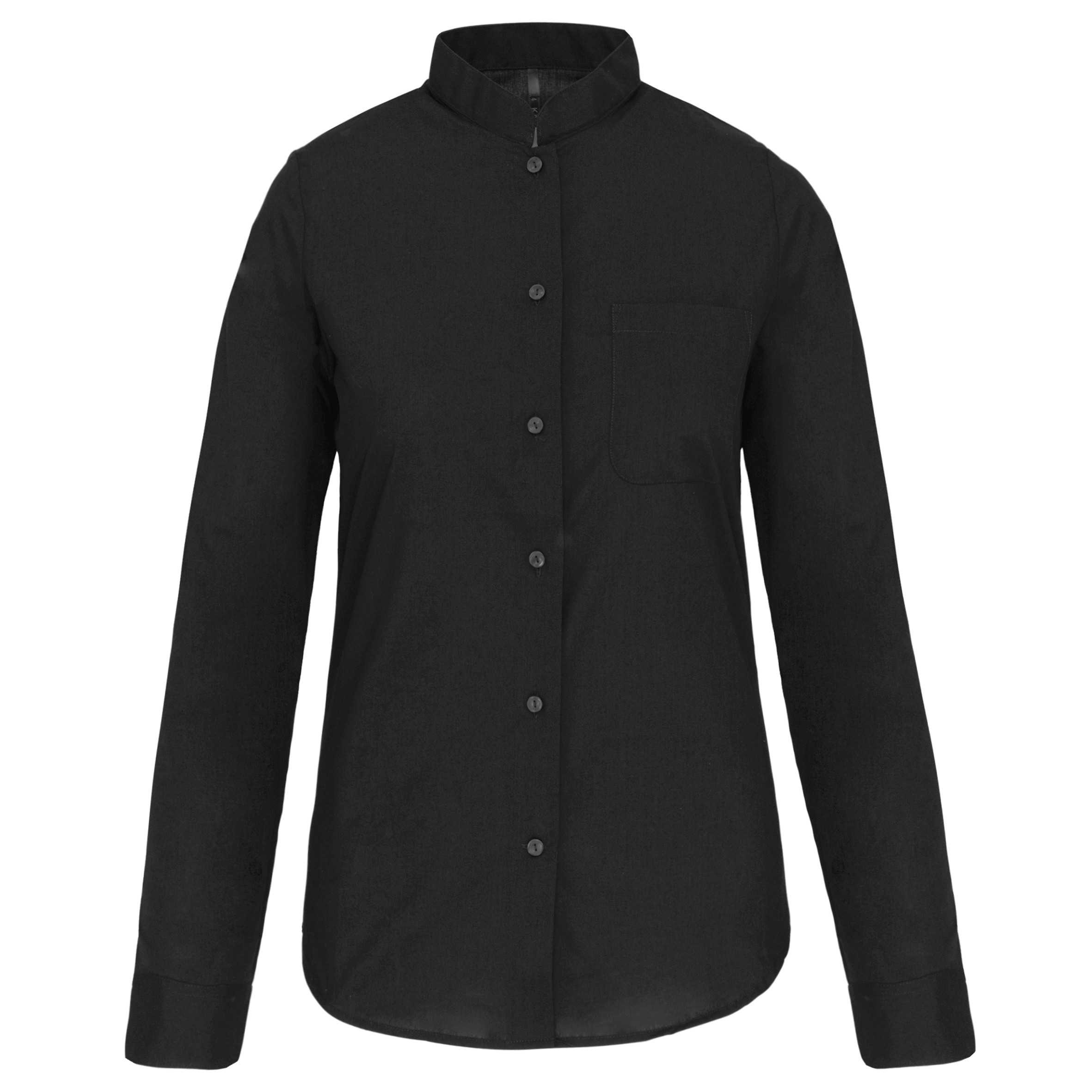 Camisa cuello mao manga larga mujer Black