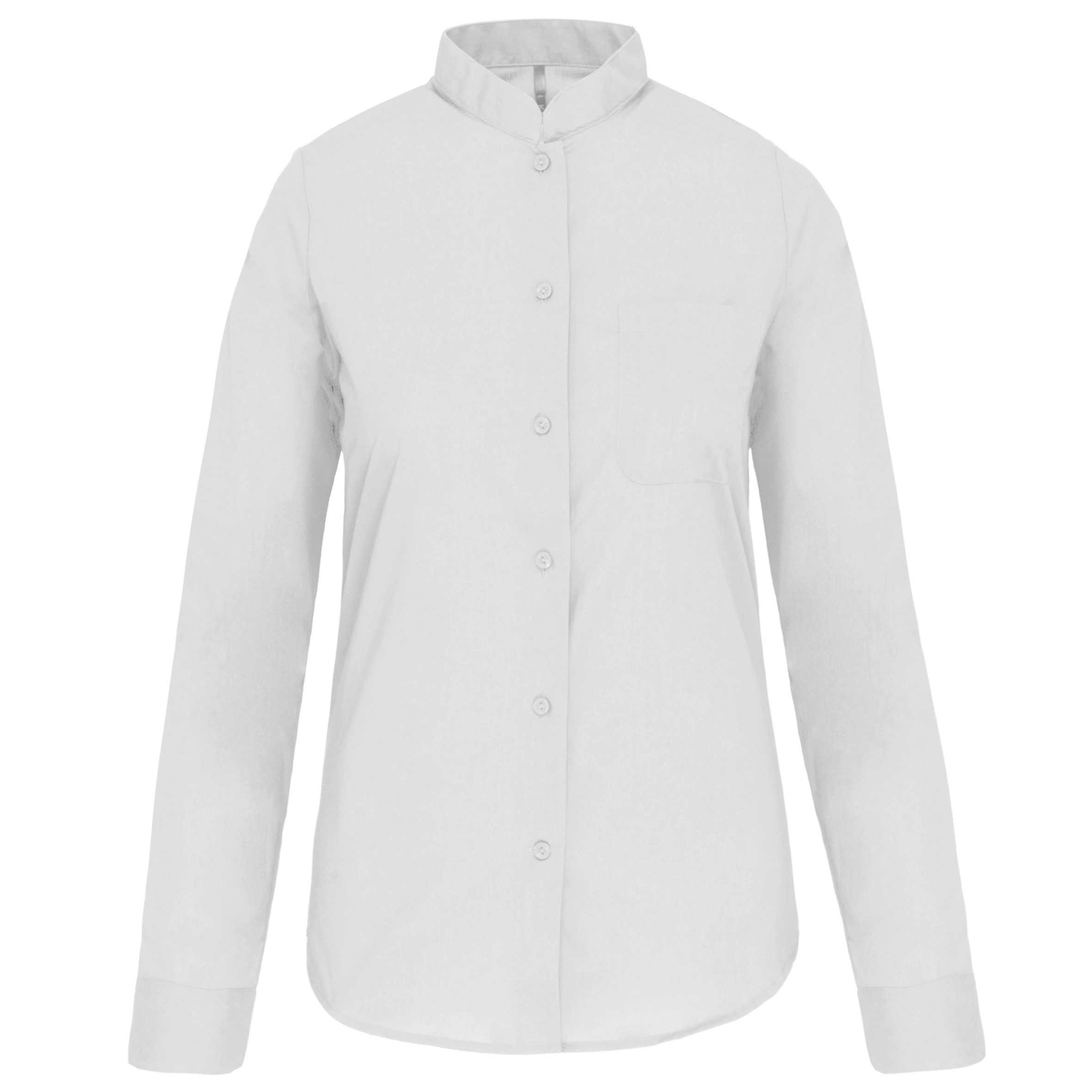 Camisa cuello mao manga larga mujer White