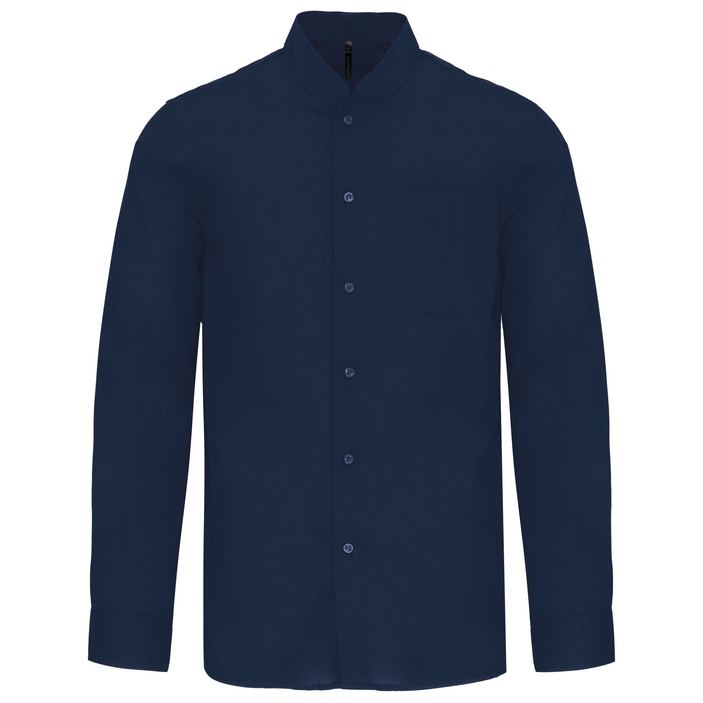 Camisa cuello mao  manga larga hombre Navy