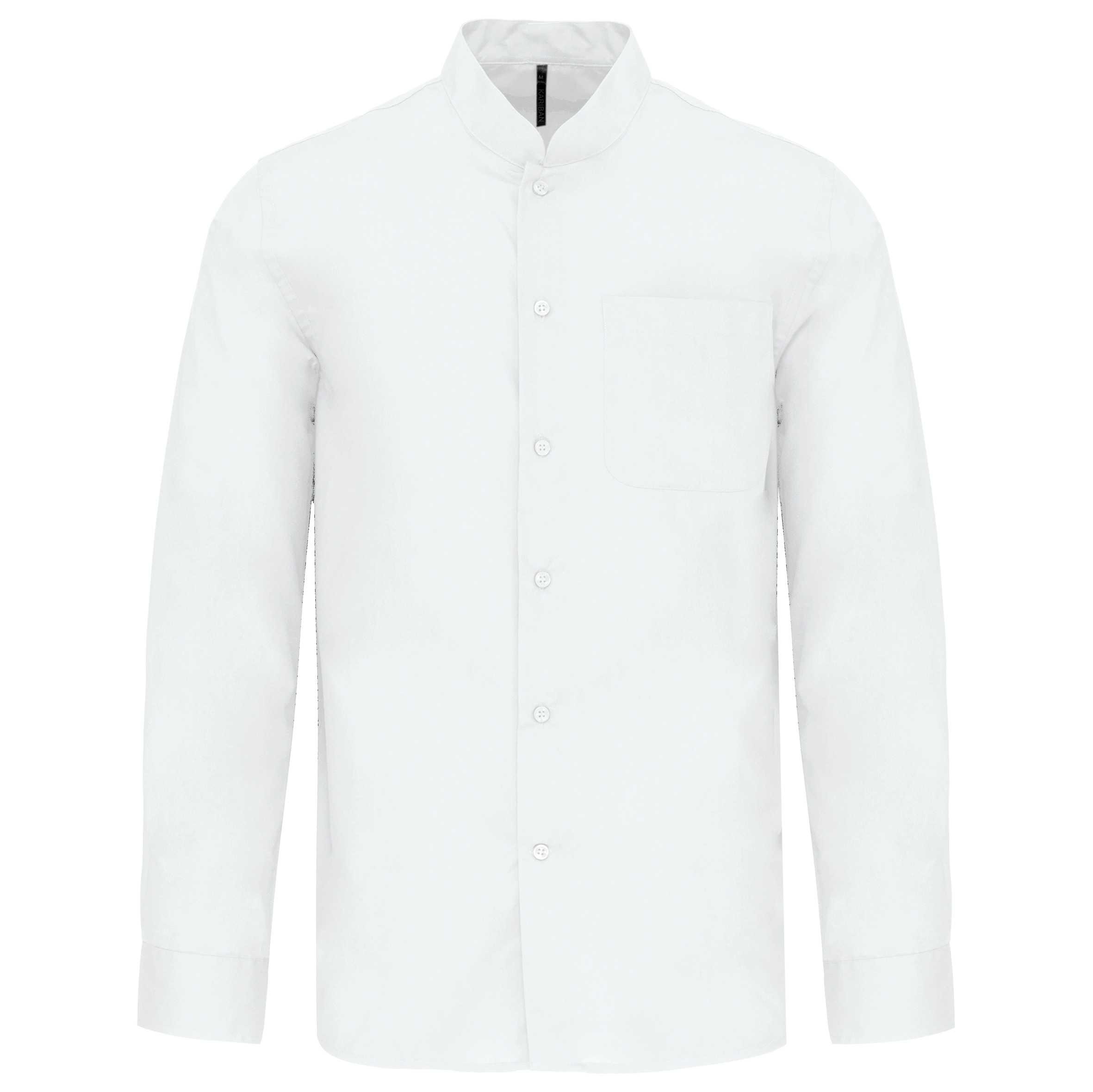 Camisa cuello mao  manga larga hombre White