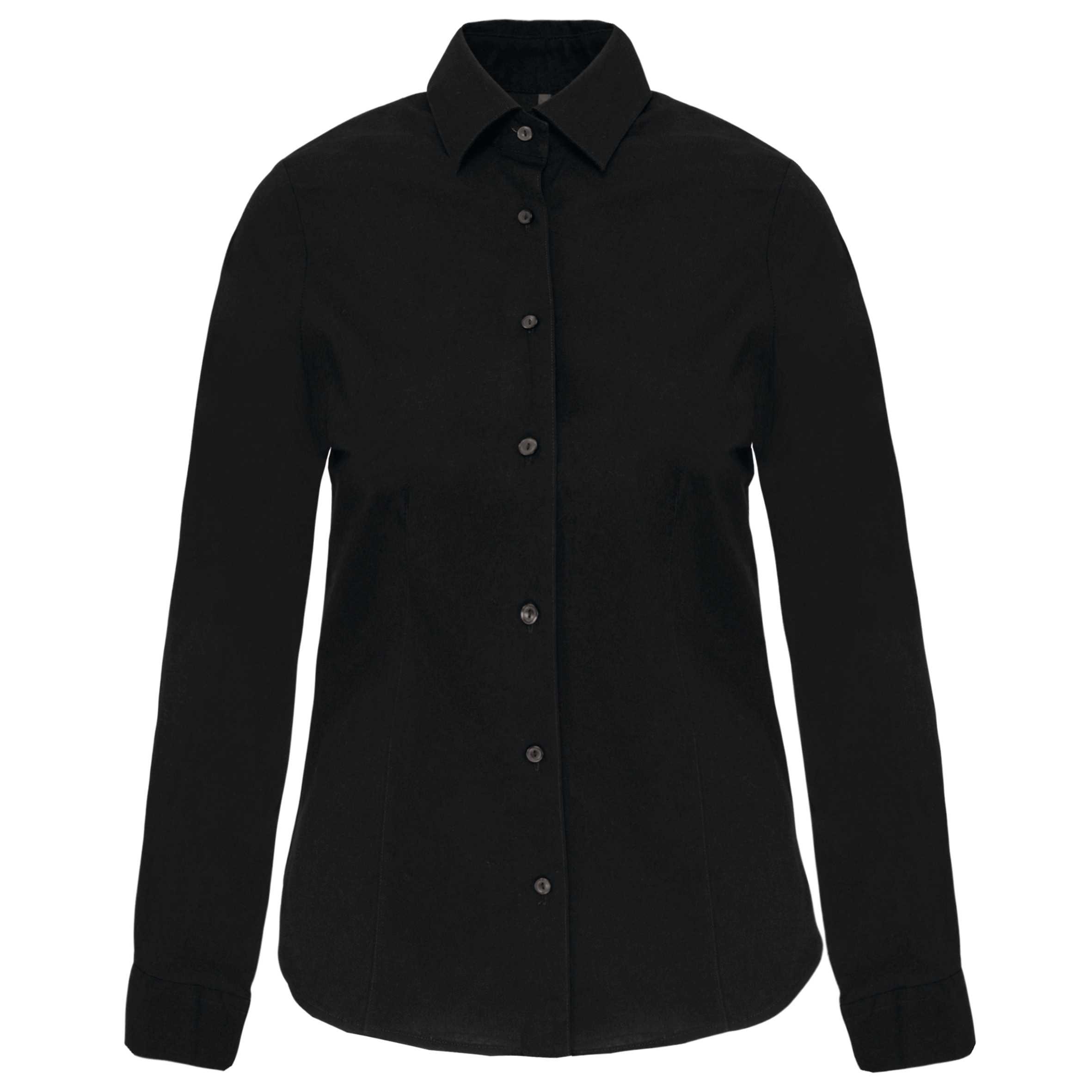 Camisa stretch manga larga mujer Black