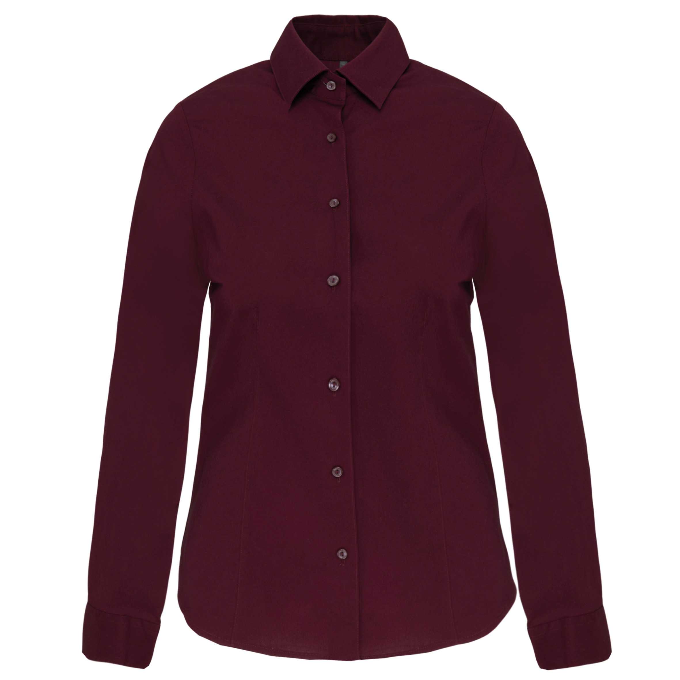 Camisa stretch manga larga mujer Wine