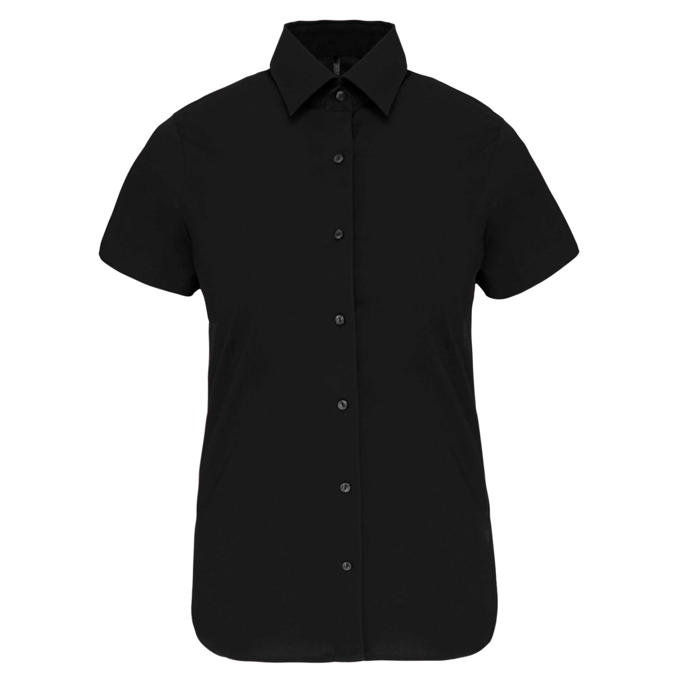 Camisa stretch manga corta mujer Black