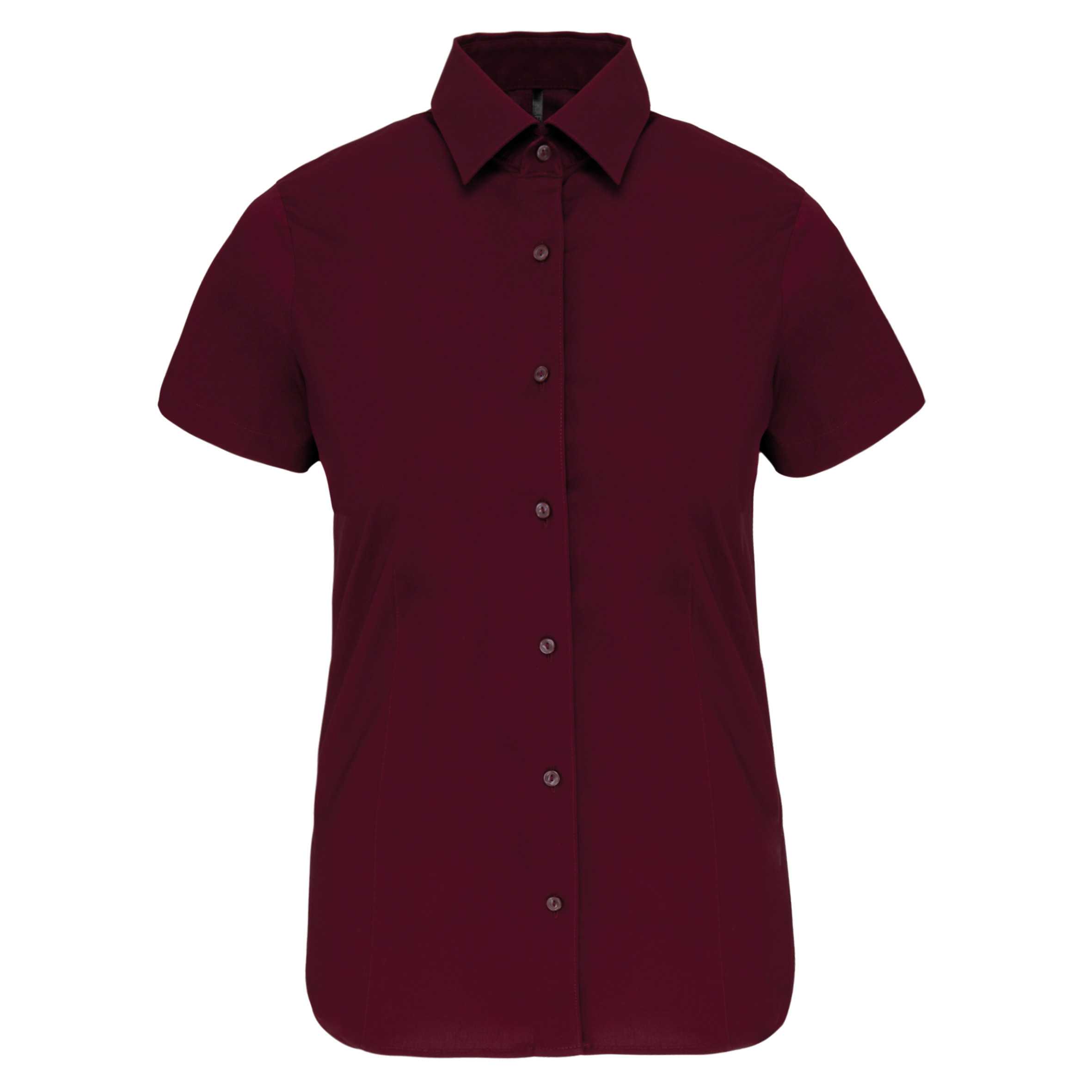 Camisa stretch manga corta mujer Wine
