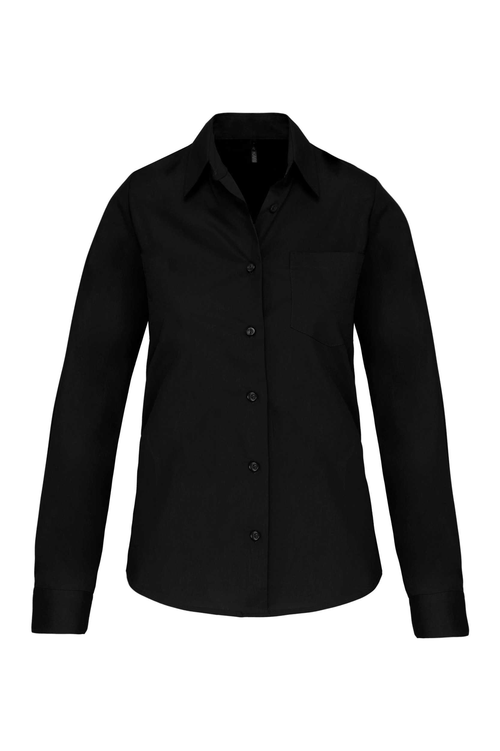 Camisa popelina manga larga mujer Black