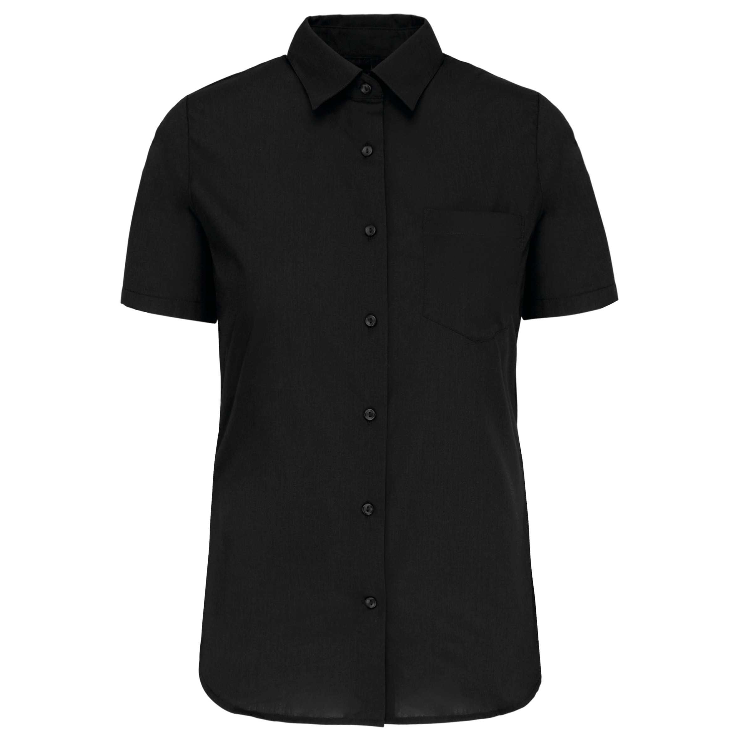 Camisa popelina manga corta mujer Black
