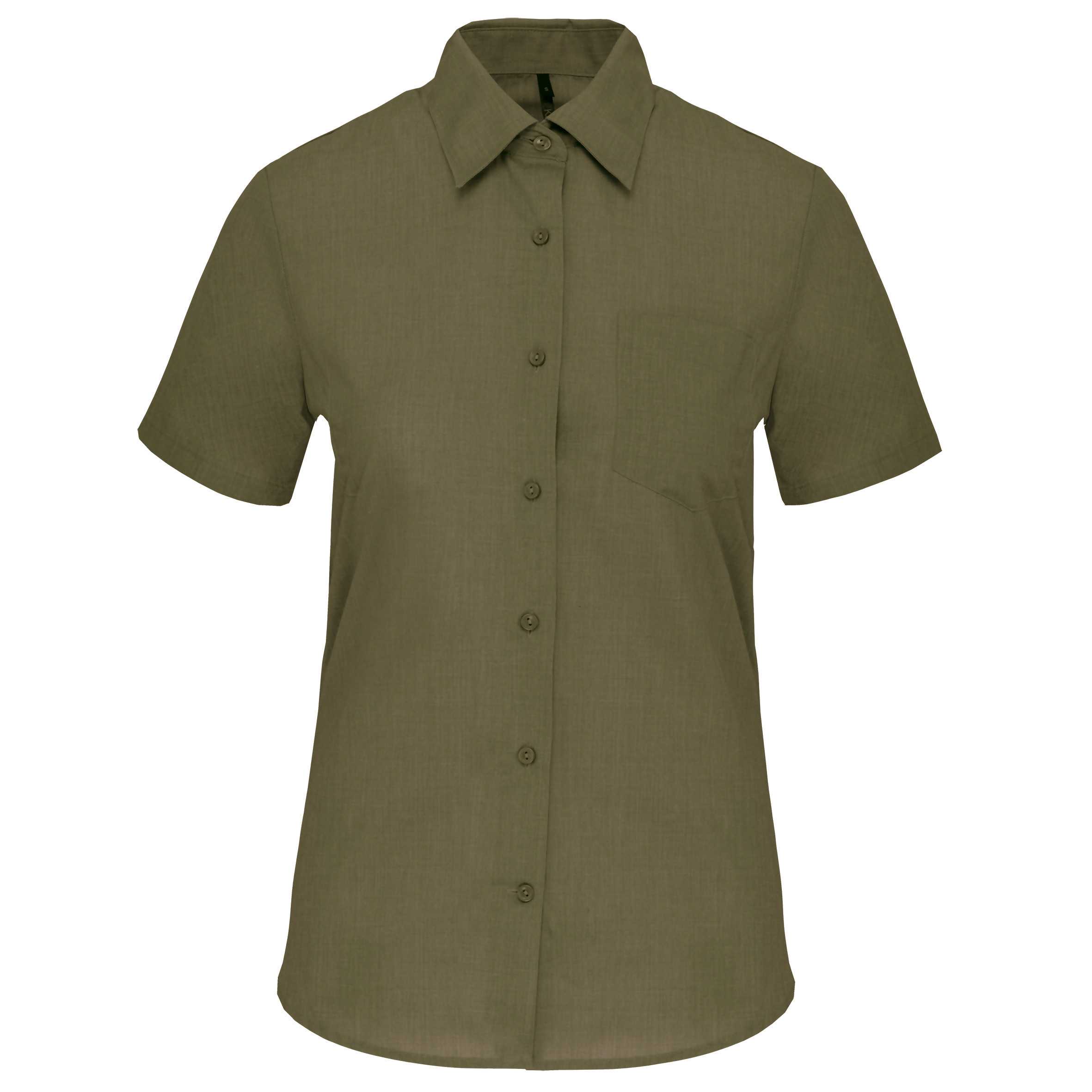 Camisa popelina de polialgodón manga corta de fácil cuidado mujer Light khaki