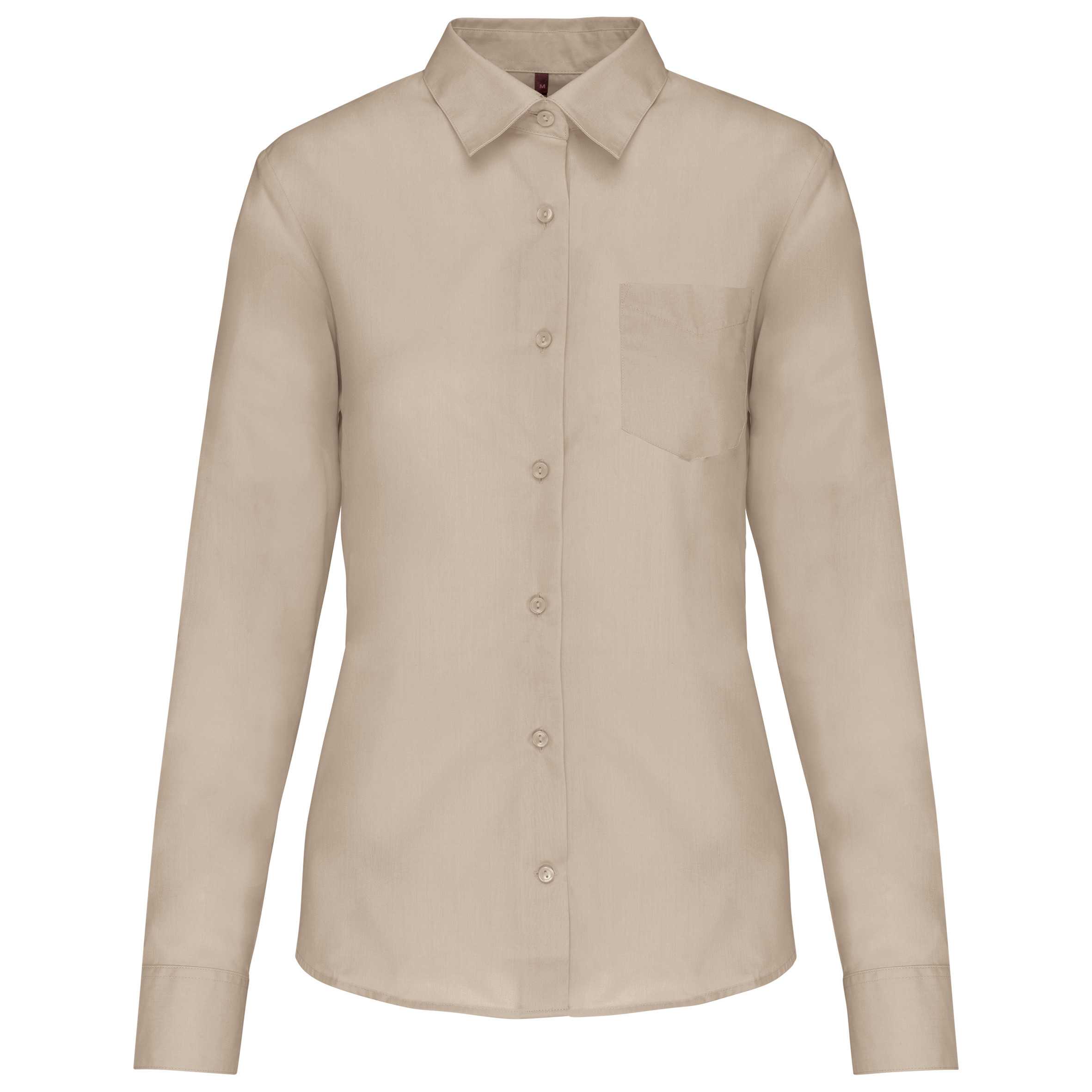 Camisa popelina de polialgodón manga corta mujer Beige