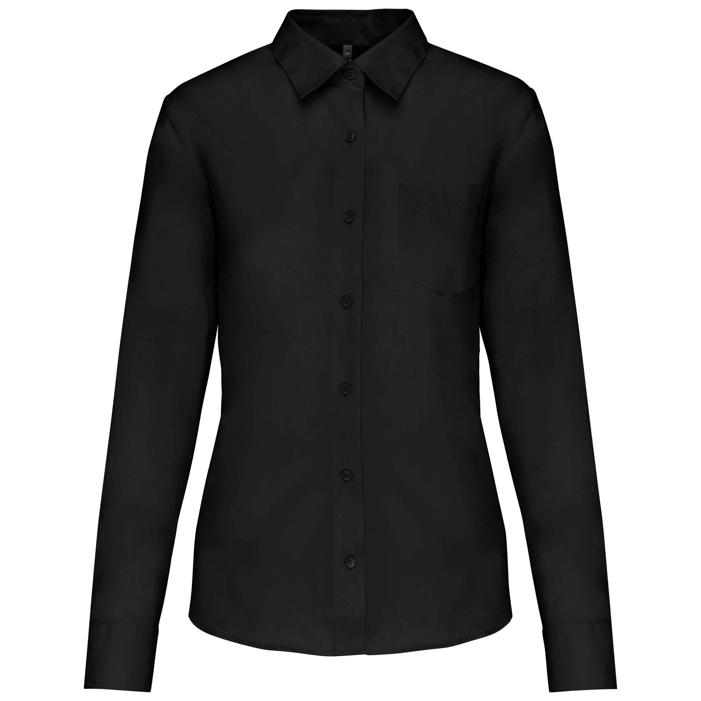 Camisa popelina de polialgodón manga corta mujer Black