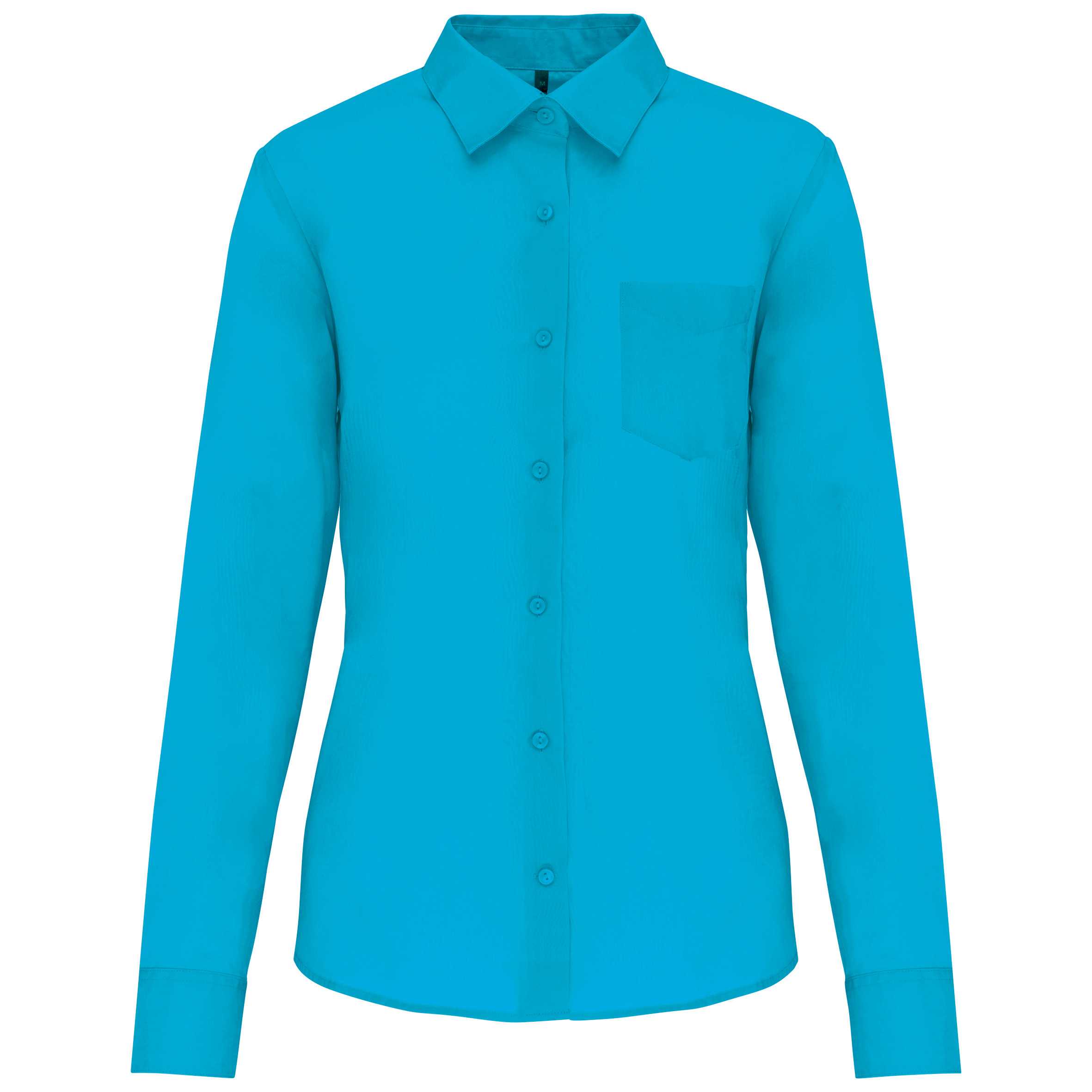 Camisa popelina de polialgodón manga corta mujer Bright Turquoise