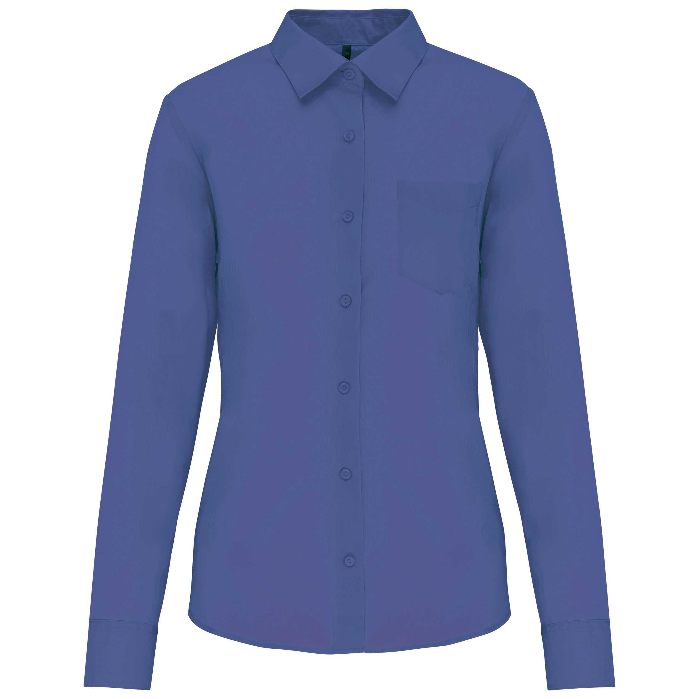 Camisa popelina de polialgodón manga corta mujer Cobalt Blue