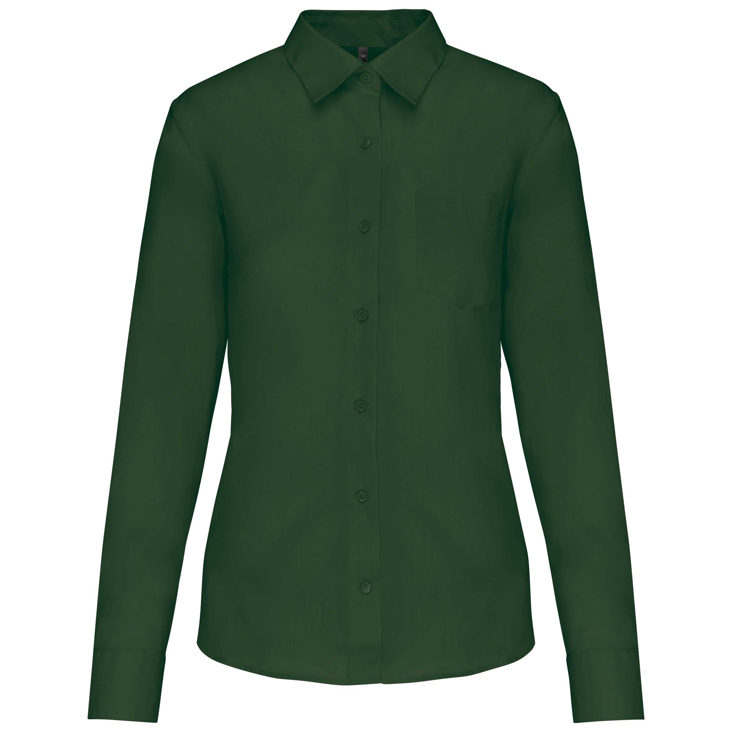 Camisa popelina de polialgodón manga corta mujer Forest Green