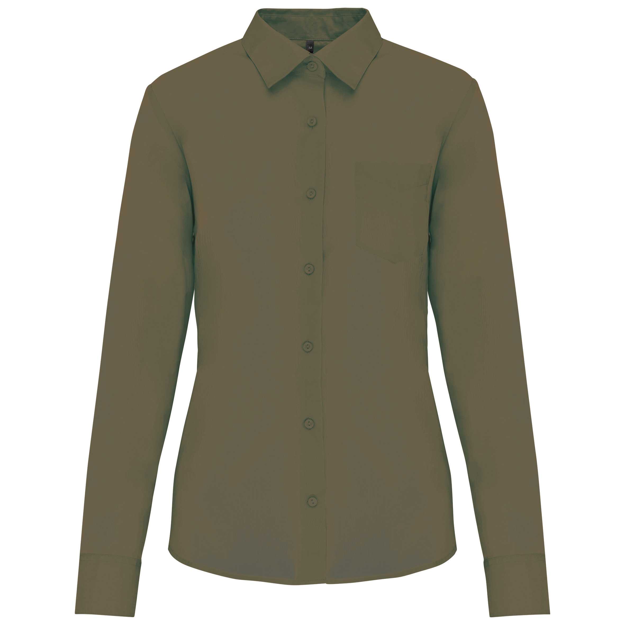 Camisa popelina de polialgodón manga corta mujer Light khaki