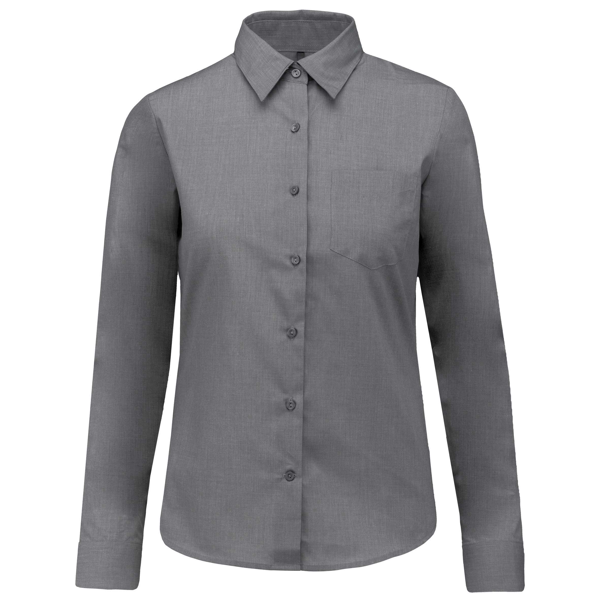Camisa popelina de polialgodón manga corta mujer Marl Storm Grey