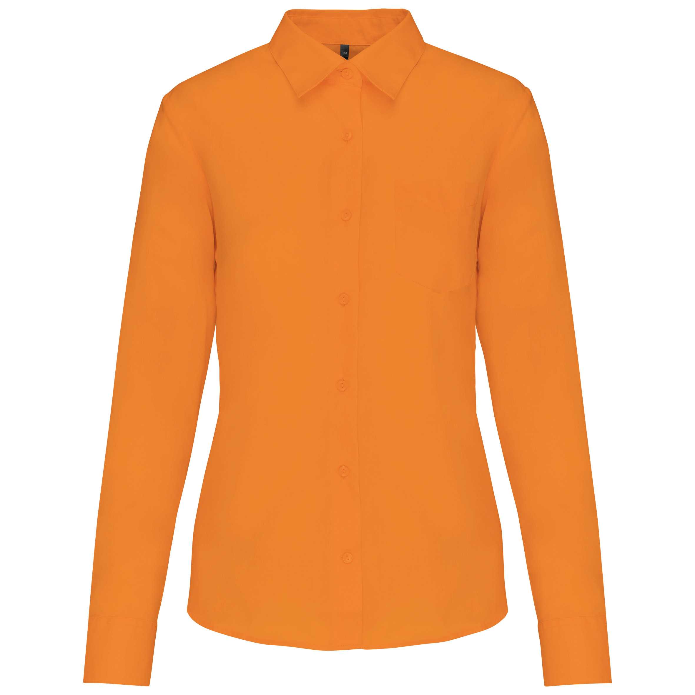 Camisa popelina de polialgodón manga corta mujer Orange