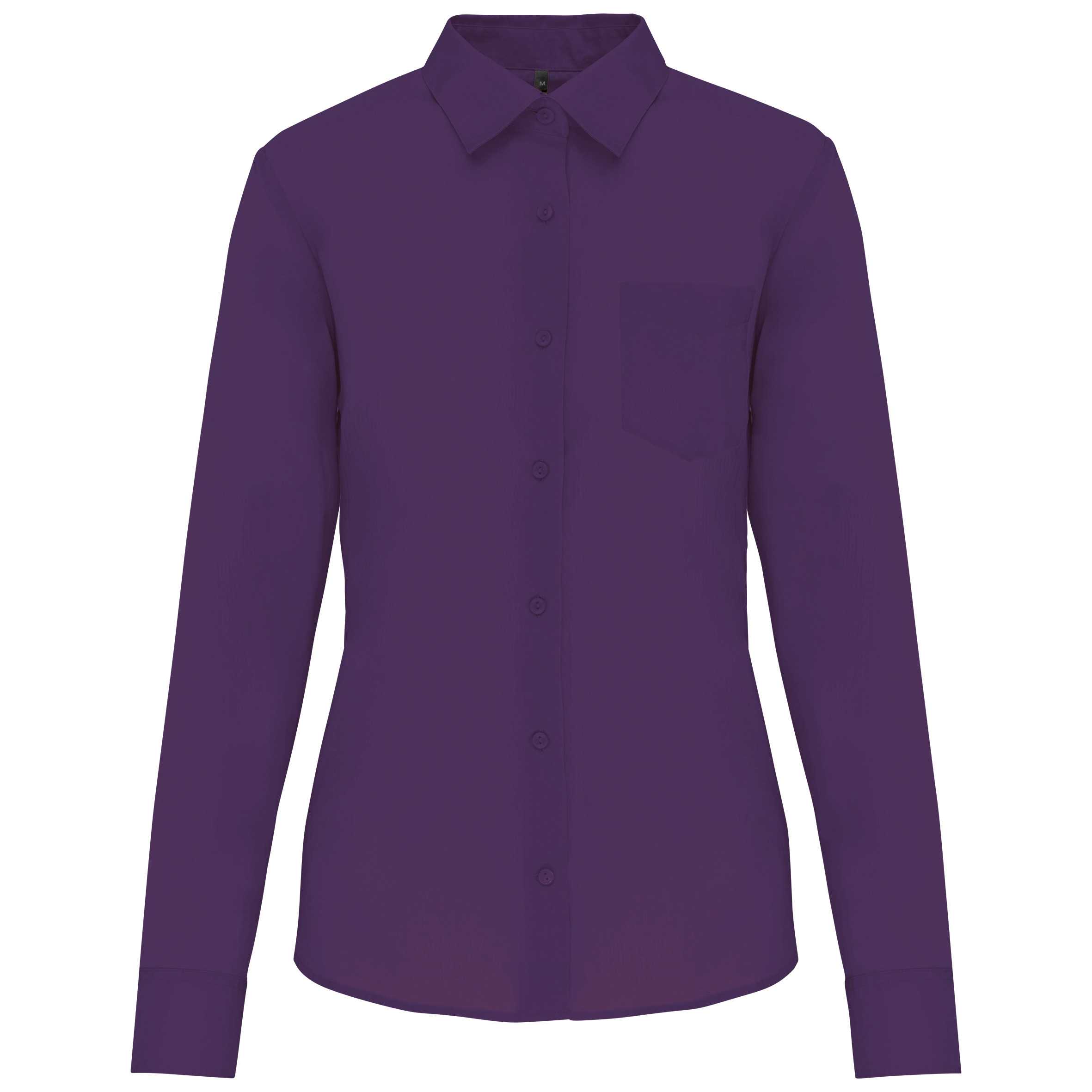 Camisa popelina de polialgodón manga corta mujer Purple