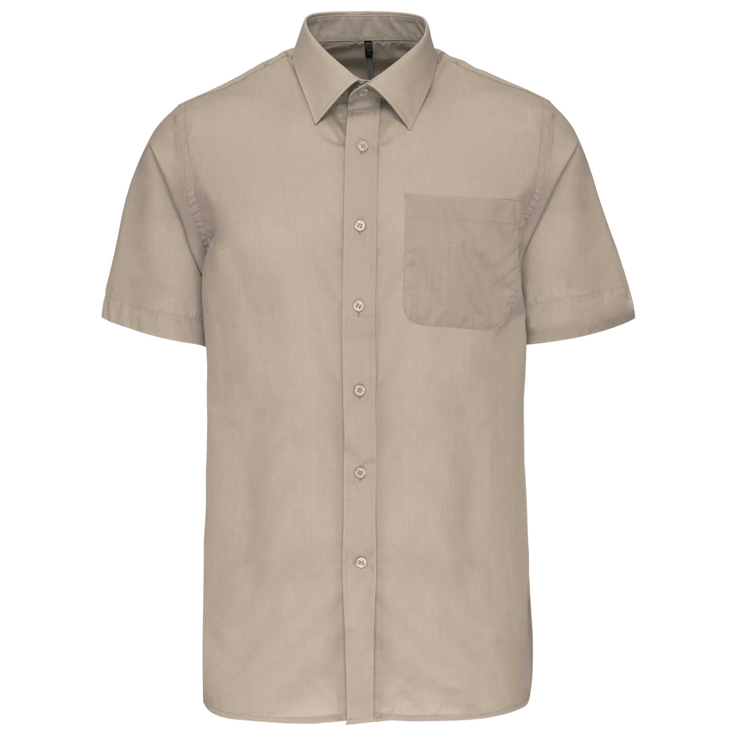 Camisa popelina de polialgodón manga corta de fácil cuidado hombre Beige